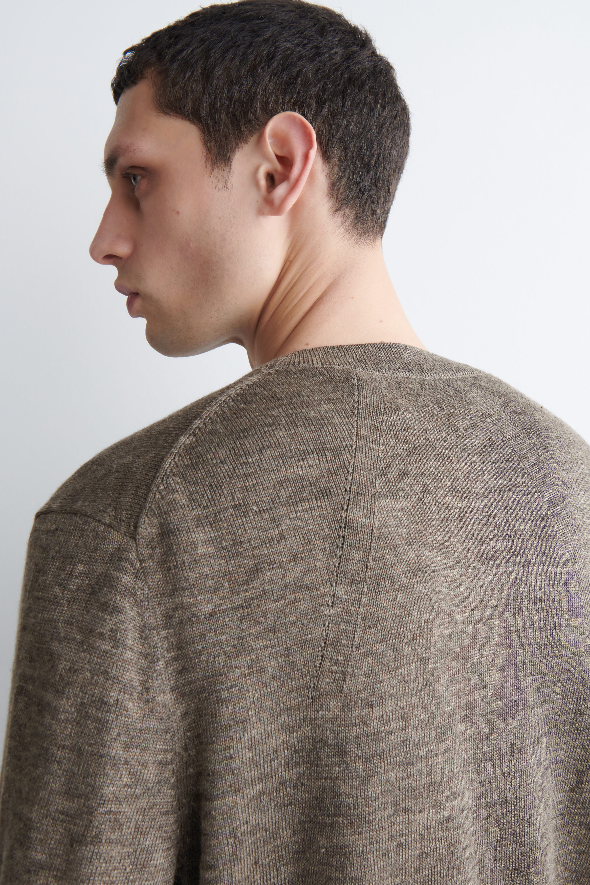 KNITTED LINEN CARDIGAN - TAUPE MÉLANGE | COS CA