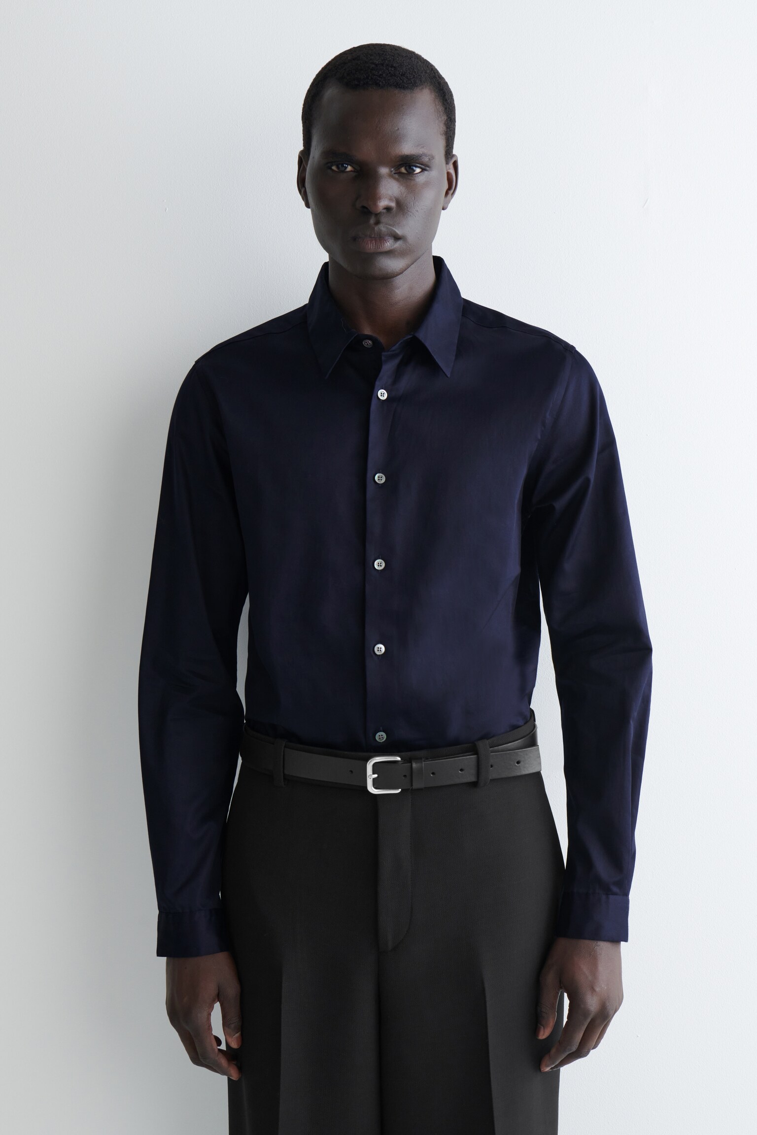 CAMISA DE POPELINA SASTRE AJUSTADA - AZUL MARINO/AZUL / RAYAS/BLANCO