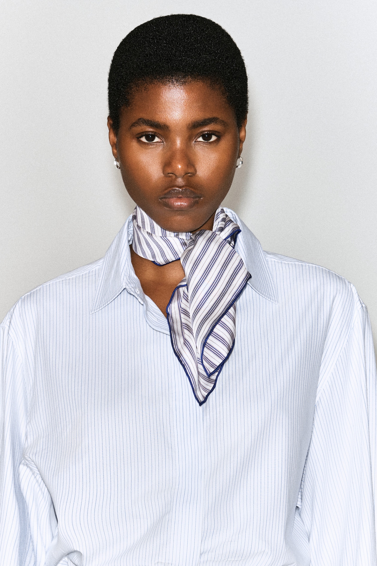 STRIPED SILK SCARF — PURPLE / STRIPED