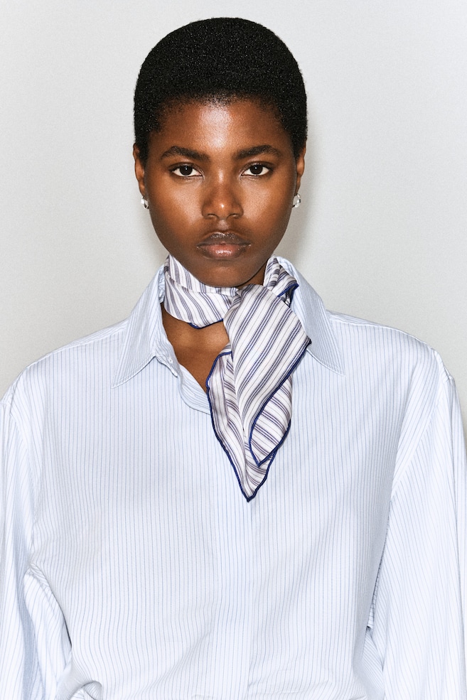 STRIPED SILK SCARF — PURPLE / STRIPED