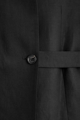 SHAWL-COLLAR BELTED LINEN-BLEND WAISTCOAT — BLACK 6