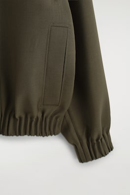 MOCK-NECK WOOL-BLEND BOMBER JACKET — KHAKI MÉLANGE 7