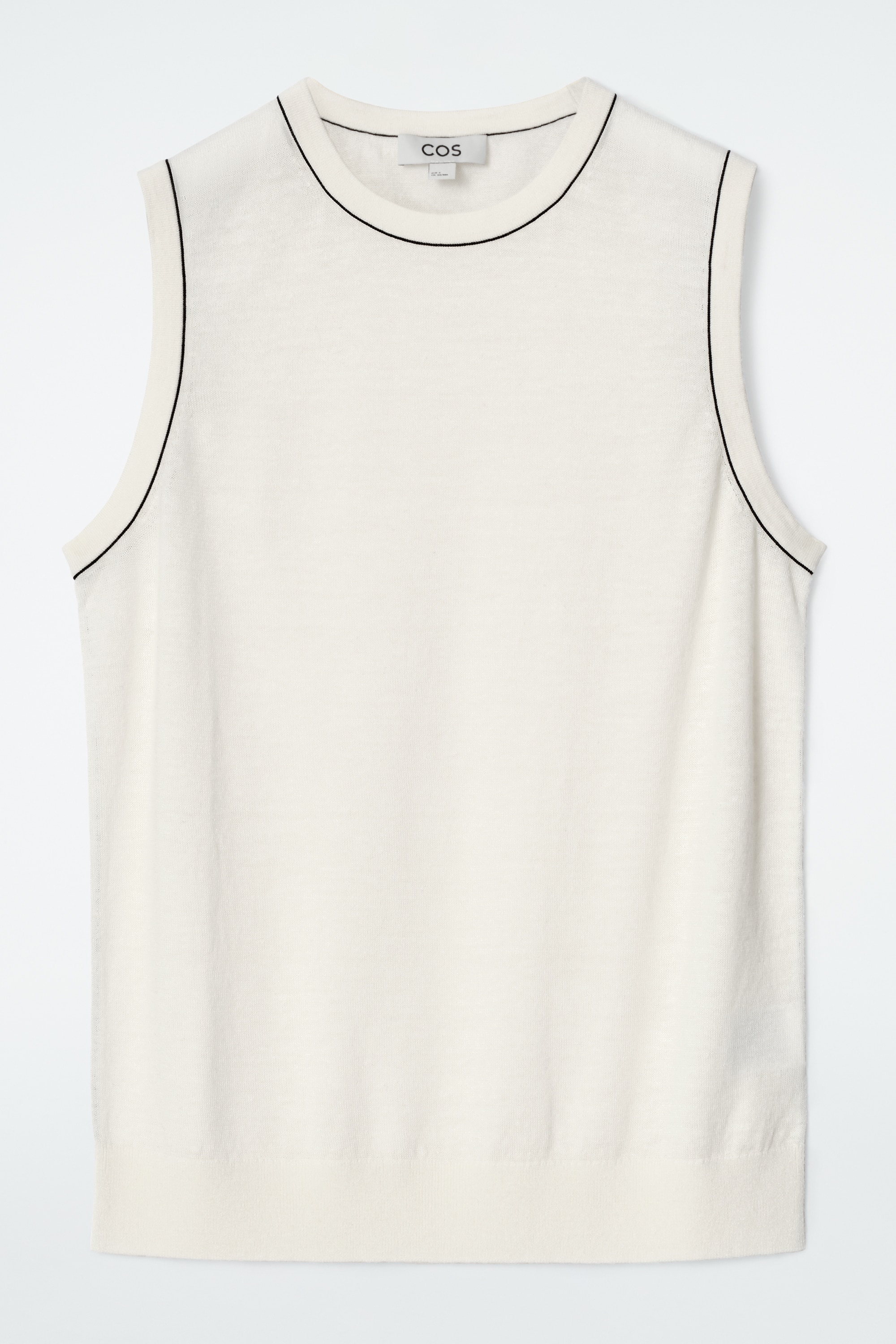 DÉBARDEUR EN MAILLE DE LAINE MÉRINOS-LIN - ÉCRU/ROSE POUDRÉ