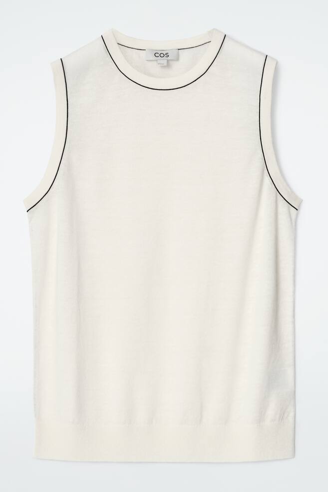 MERINO WOOL-LINEN BLEND TANK TOP - OFF-WHITE - 1