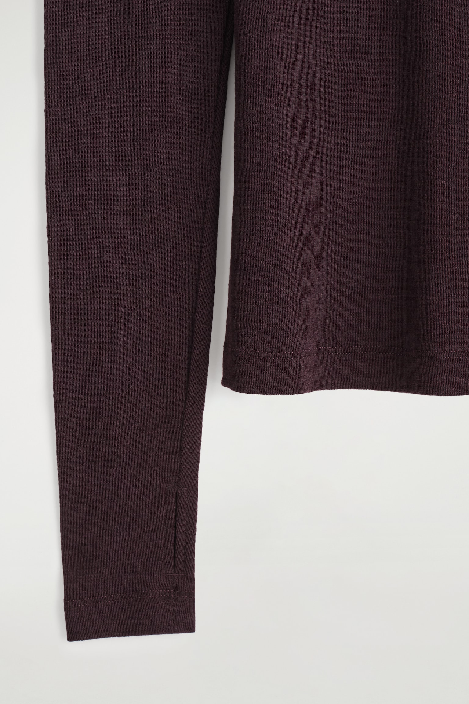 MERINO WOOL HIGH-NECK TOP - BURGUNDY MÉLANGE/DARK BROWN/DARK-GREEN MÉLANGE/LIGHT-BEIGE MÉLANGE/NAVY - 3