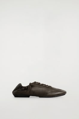 LEATHER BALLET TRAINERS — DARK BROWN 2