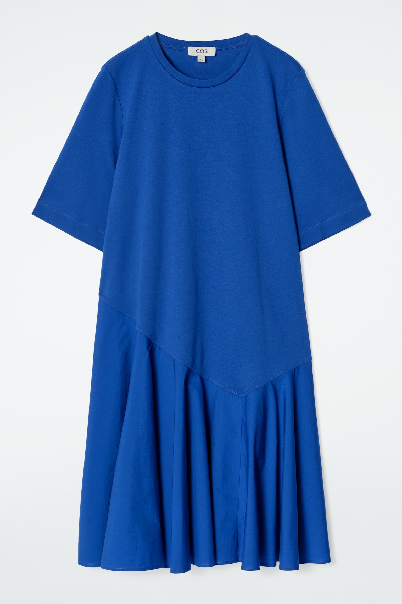 VESTIDO CAMISETA CORTO ASIMÉTRICO - COBALTO/PISTACHO/NEGRO - 2