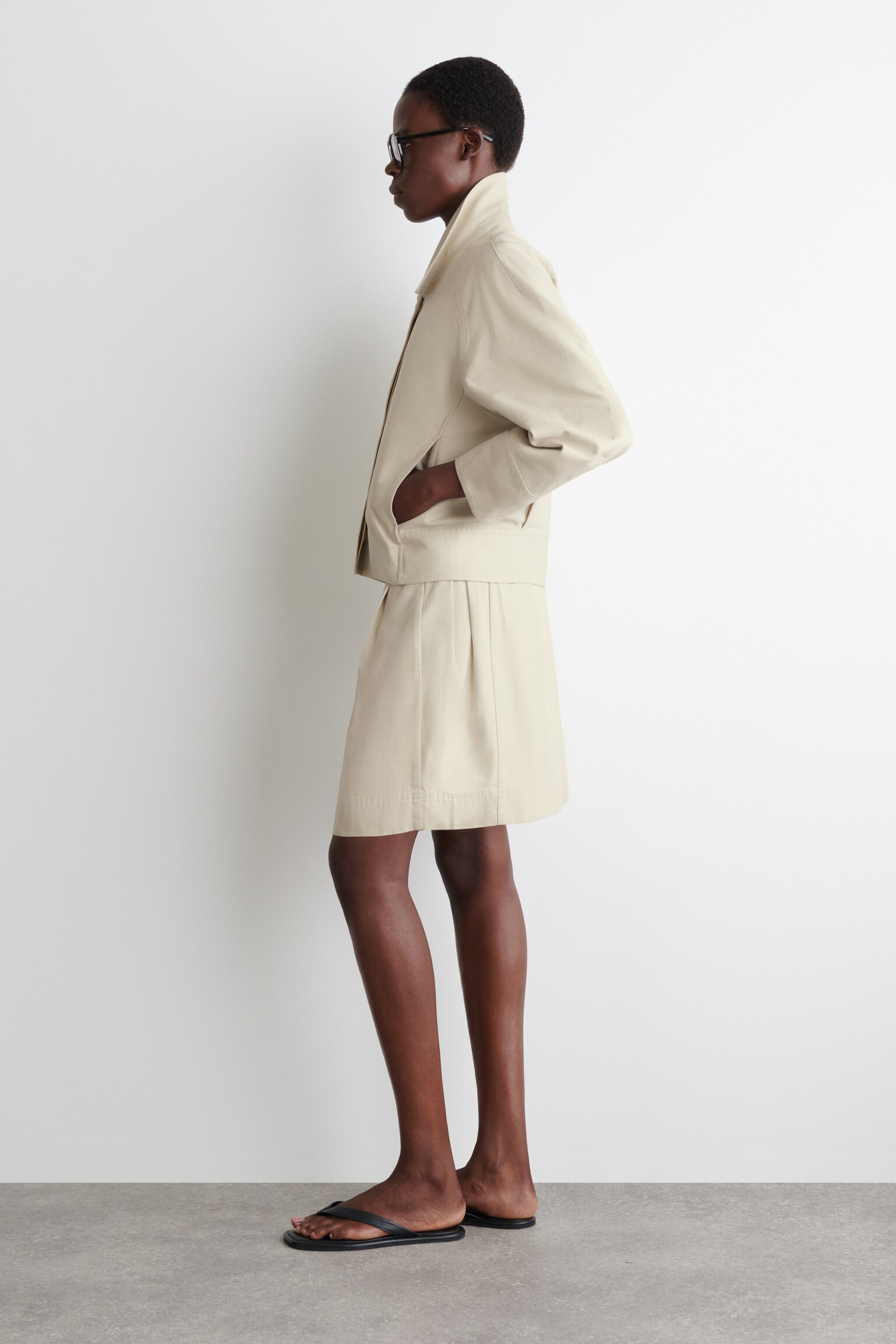 ABGERUNDETE BAUMWOLLJACKE - HELLES BEIGE - 6