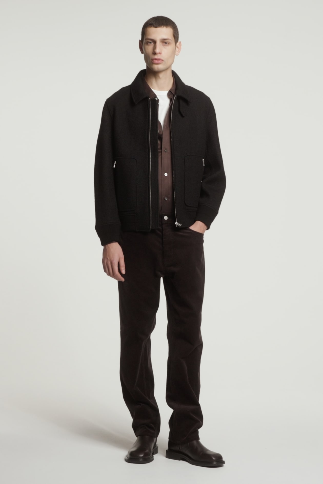 BOILED MERINO WOOL AVIATOR JACKET