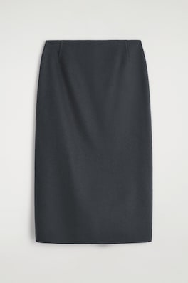 DOUBLE-FACED WOOL PENCIL SKIRT — STEEL 2
