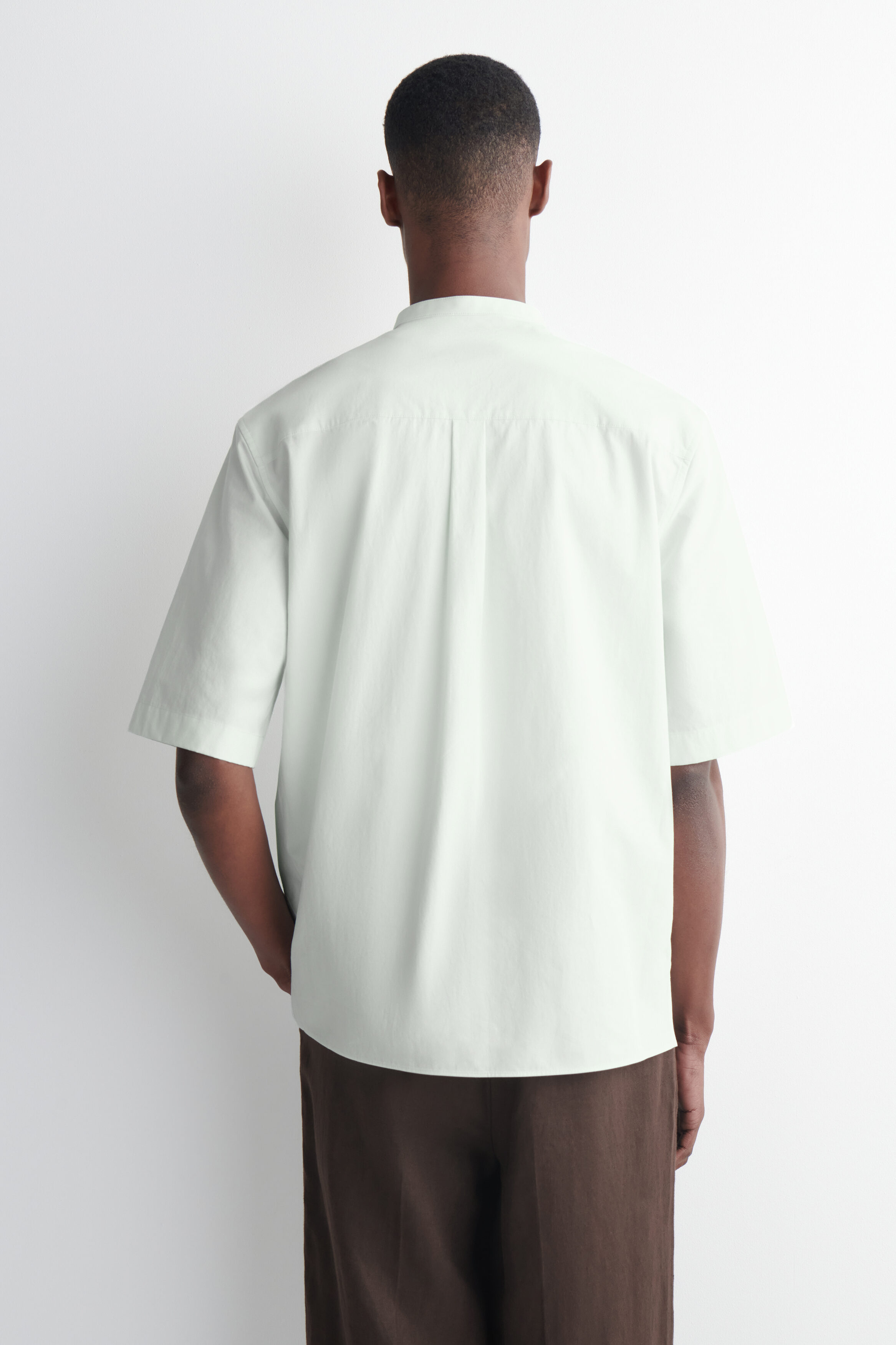 COTTON-POPLIN GRANDDAD-COLLAR SHIRT - thumbnail 3