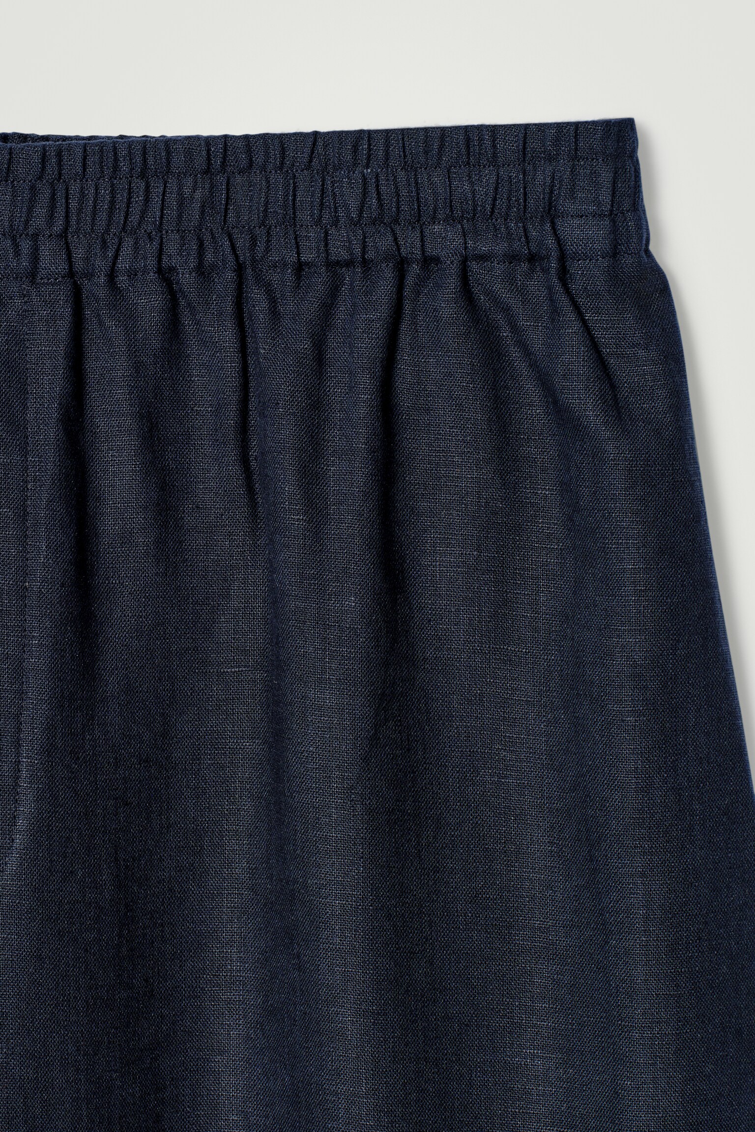 PANTALON LARGE À TAILLE ÉLASTIQUÉE EN LIN - BLEU MARINE - 9