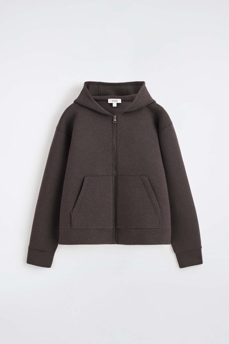 Oversized Scuba-Jersey Zip-Up Hoodie