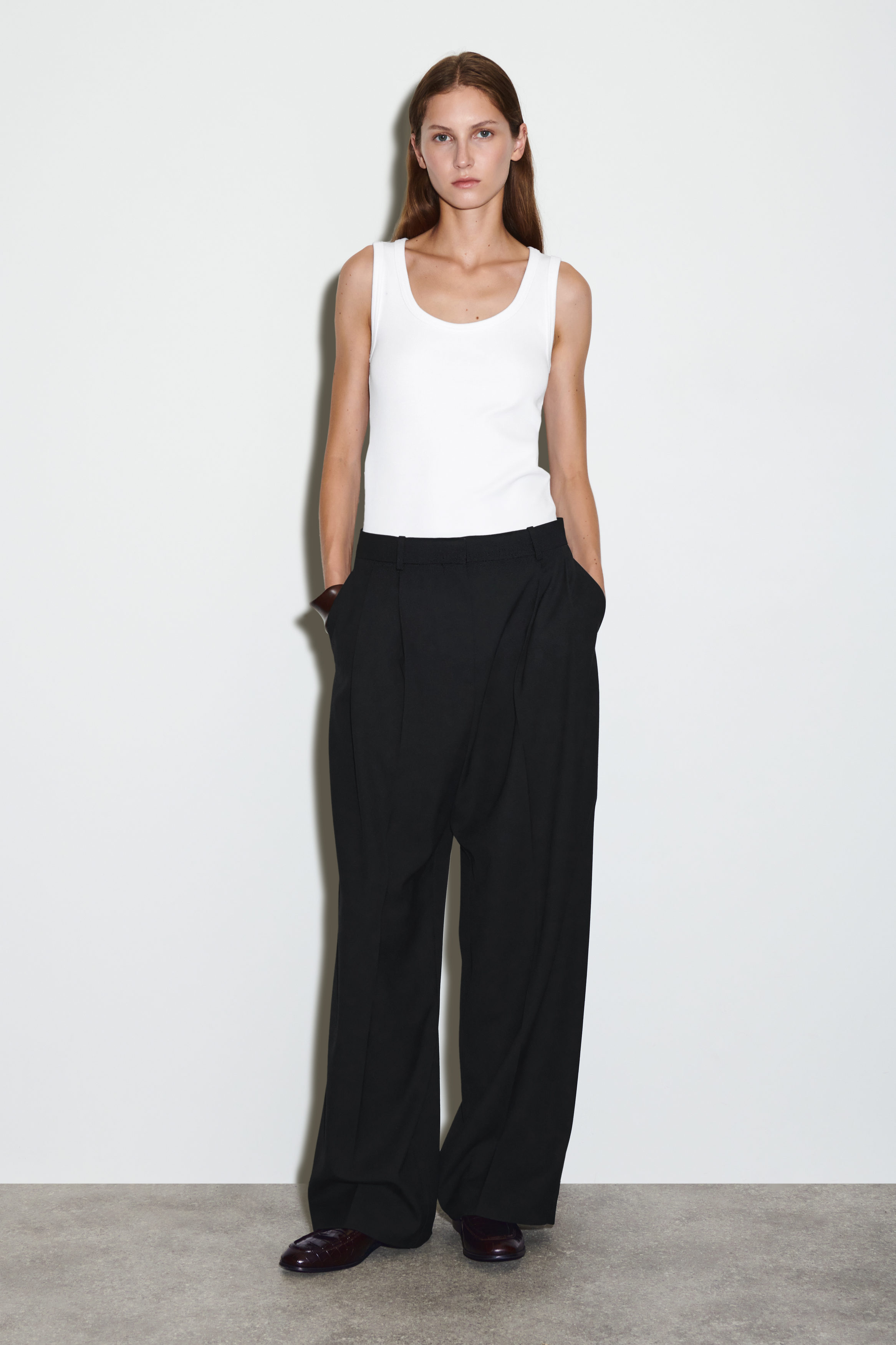 RELAXED TWILL WIDE-LEG PANTS - BLACK | COS