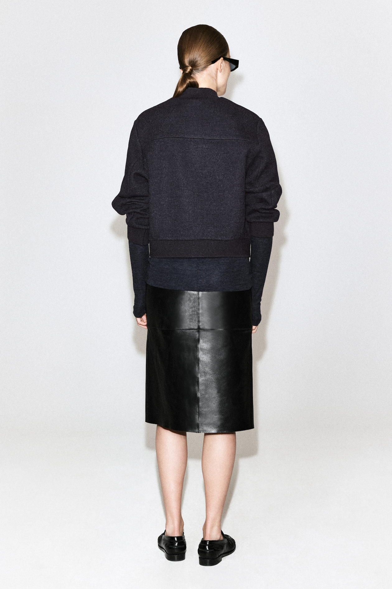 BOILED WOOL-BLEND BOMBER JACKET — CHARCOAL MÉLANGE