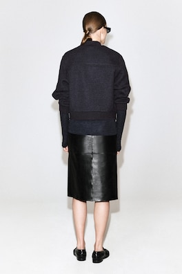 BOILED WOOL-BLEND BOMBER JACKET — CHARCOAL MÉLANGE 5