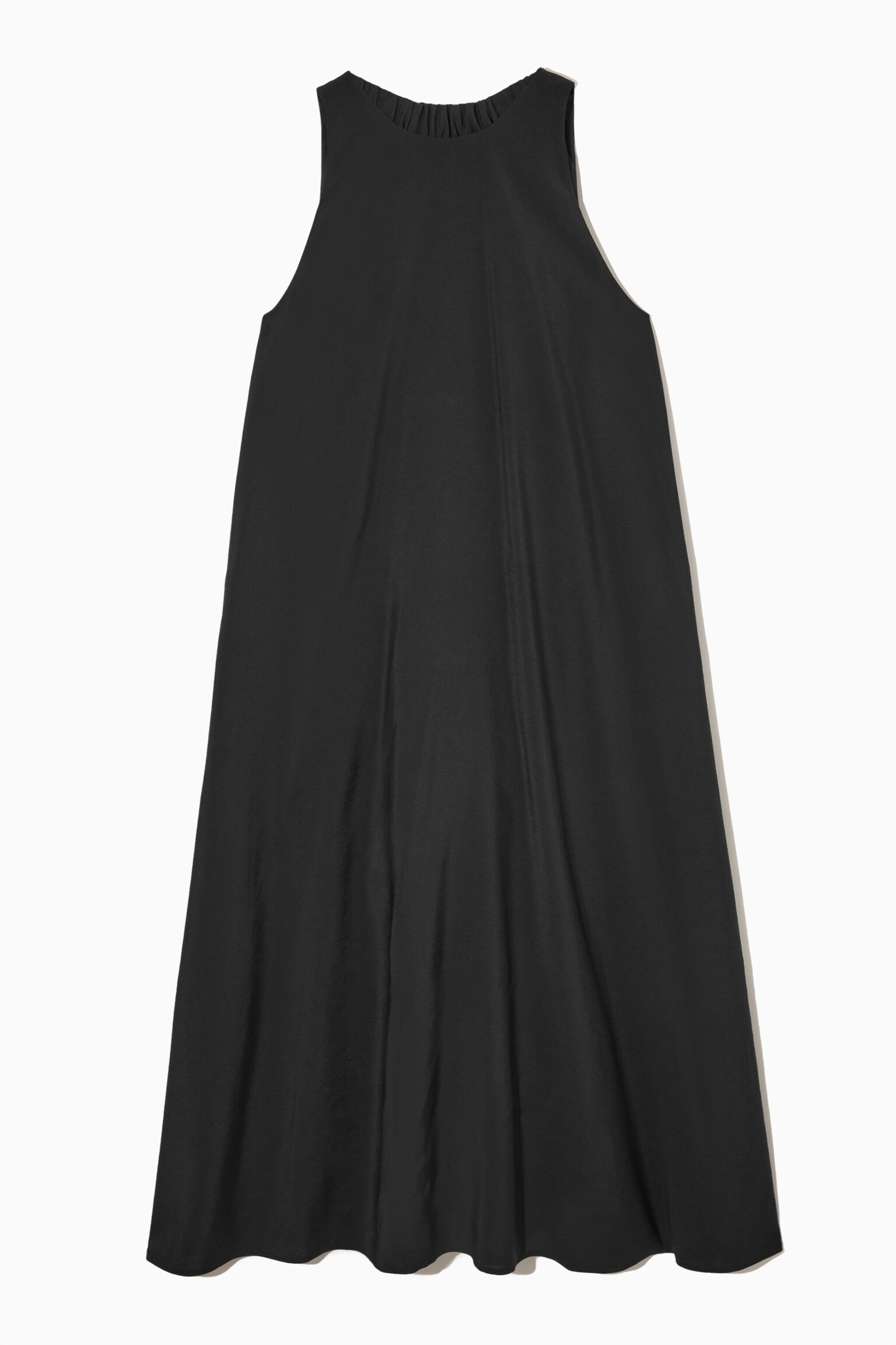 RACER-NECK MIDI DRESS - BLACK