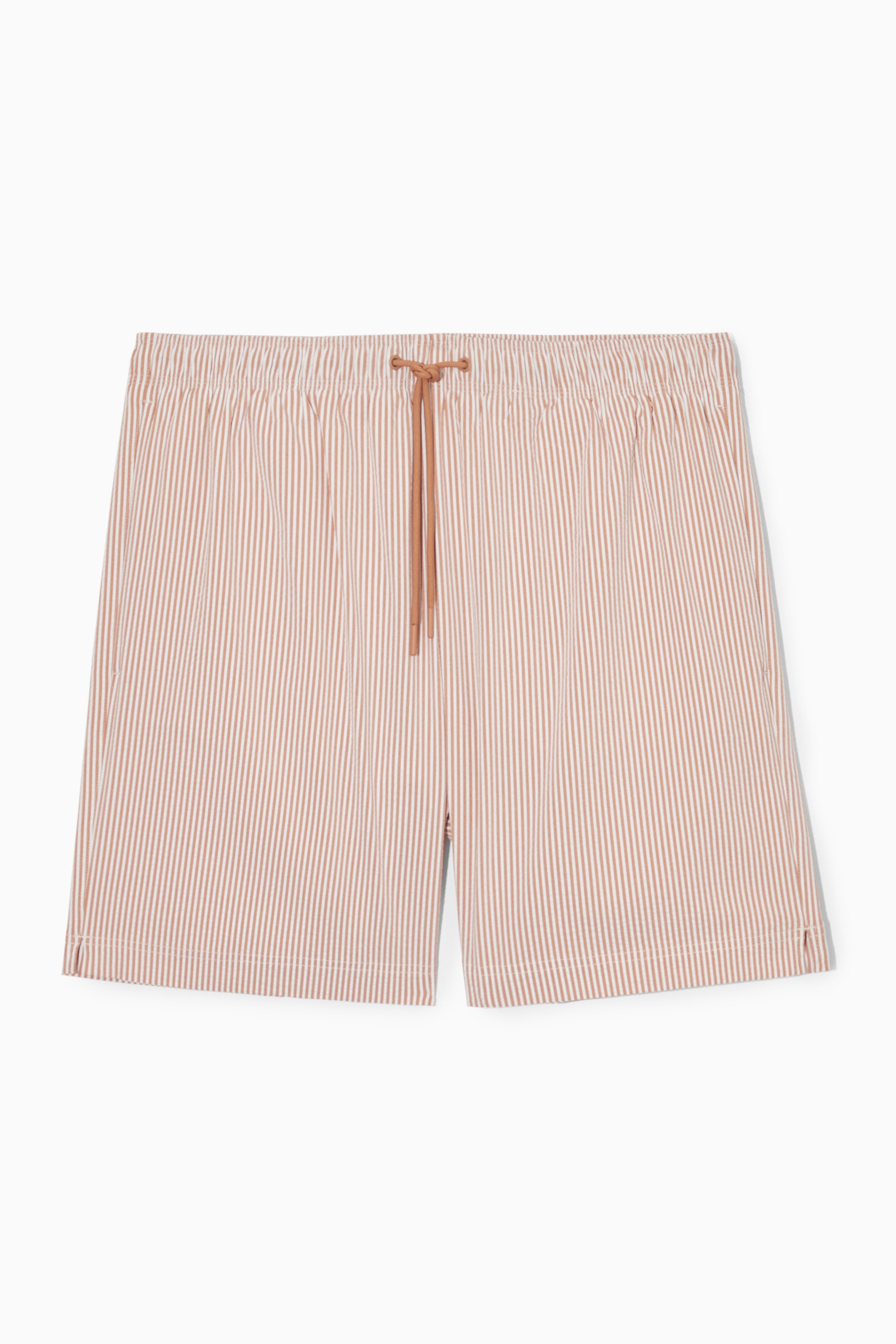 Vis større bilde: STRIPED SEERSUCKER SWIM SHORTS - DARK ORANGE / WHITE / STRIPED - Men | H&M NO 1