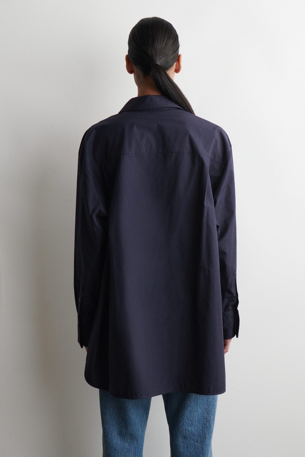 TAILORED COTTON SHIRT — NAVY
