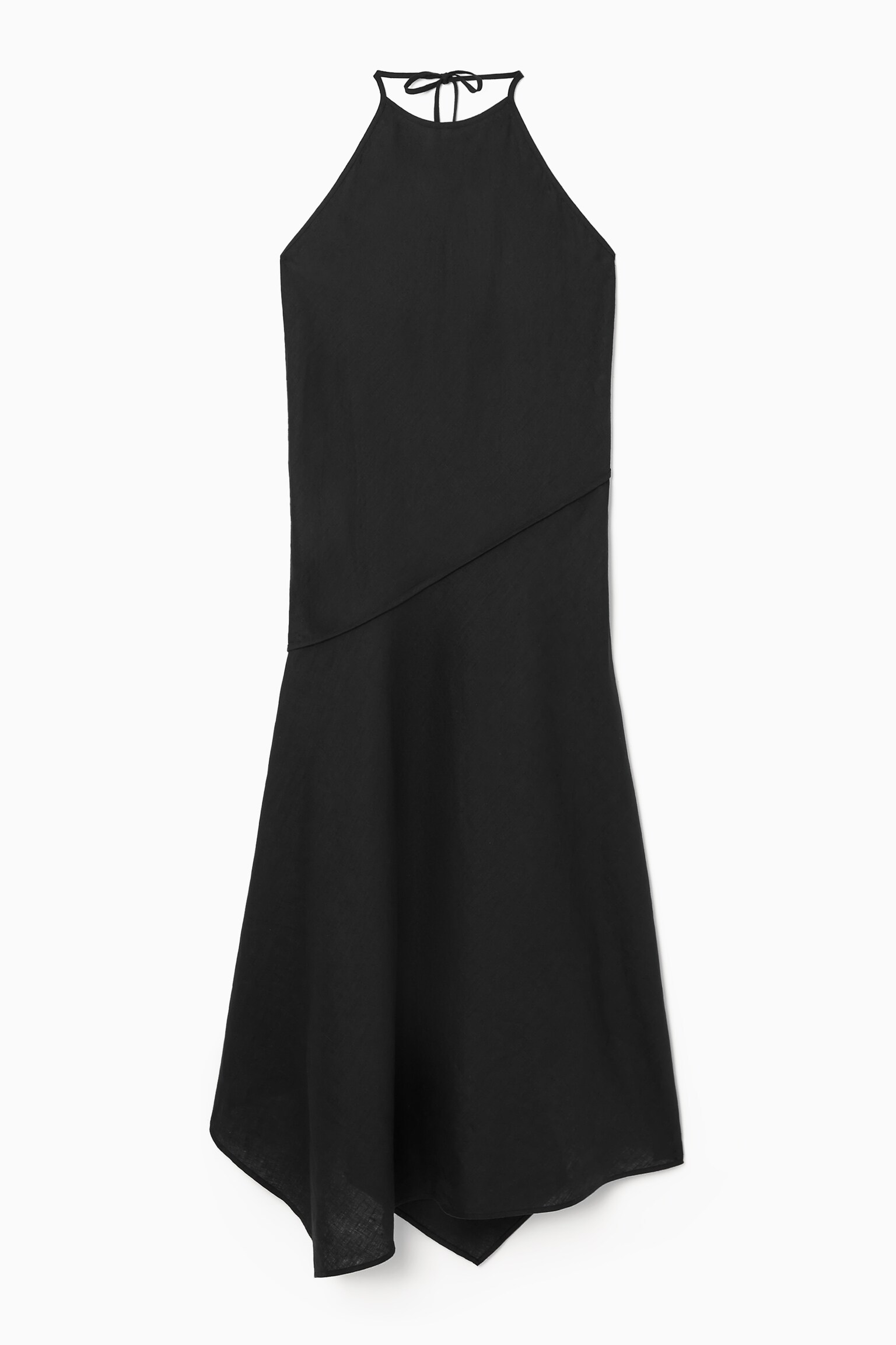 ROBE ASYMÉTRIQUE ENCOLURE LICOU LIN - NOIR - 1