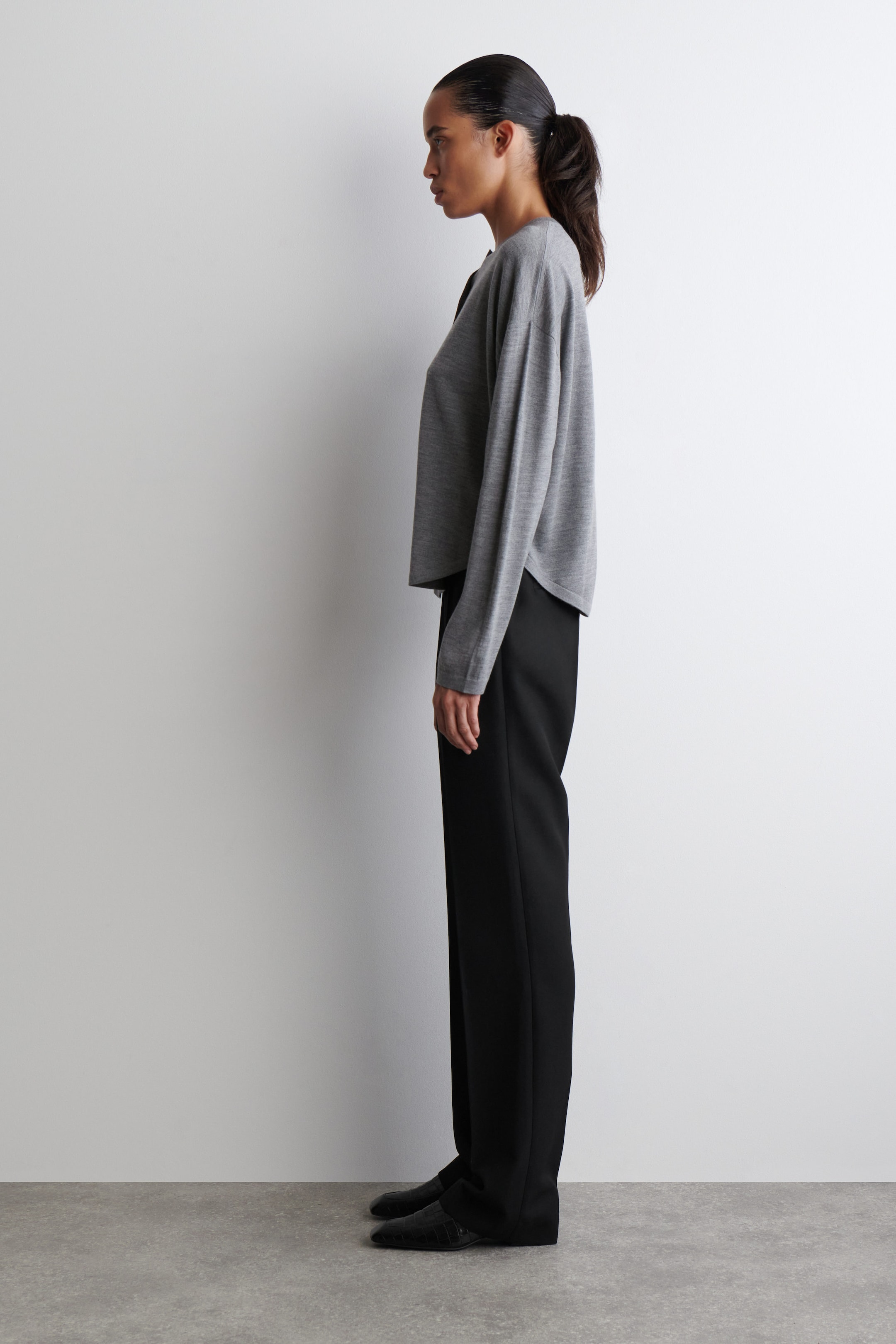 CIRCLE-CUT MERINO WOOL CARDIGAN