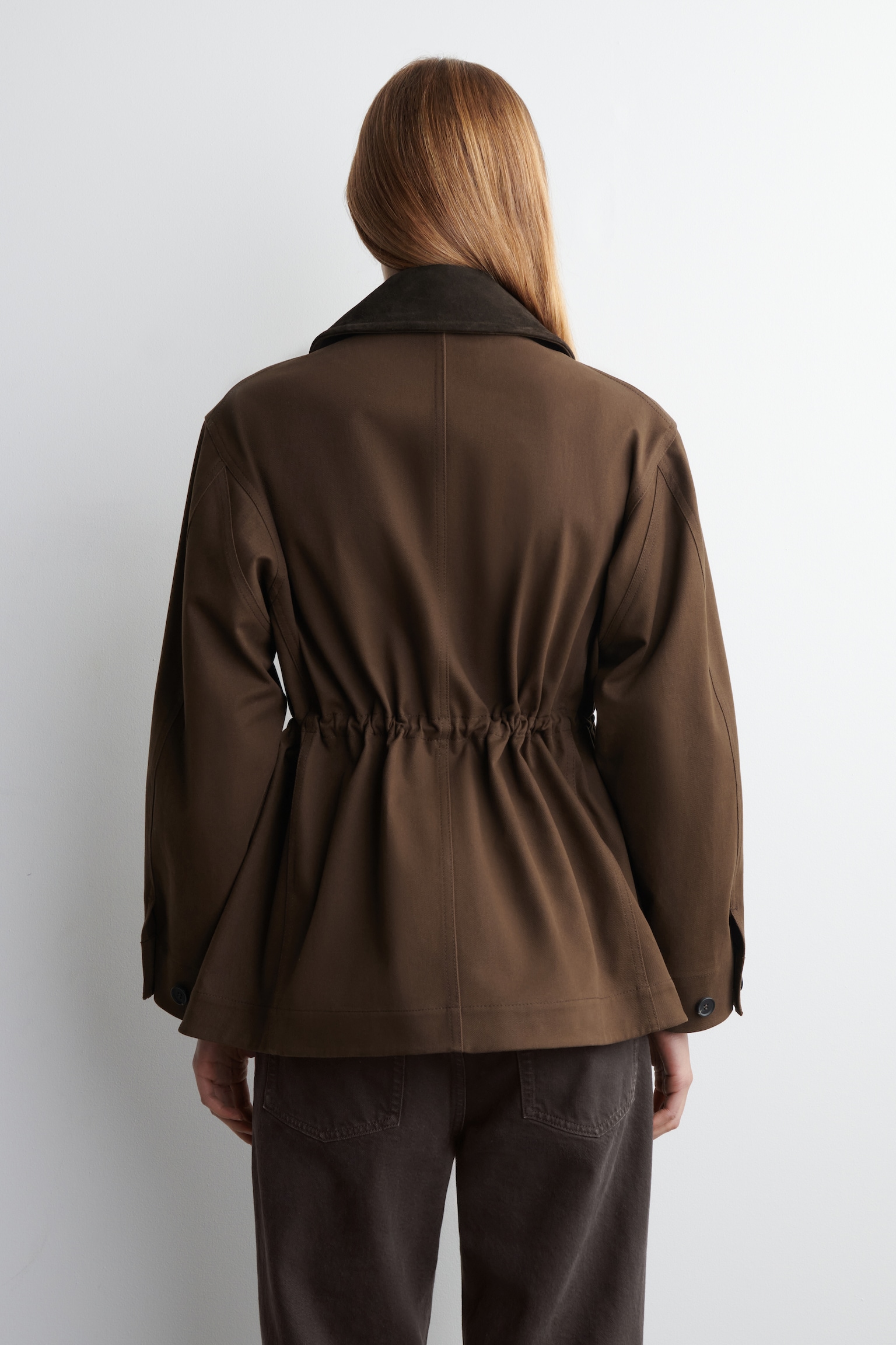FELDJACKE MIT KRAGEN AUS VELOURSLEDER - BRAUN - 8
