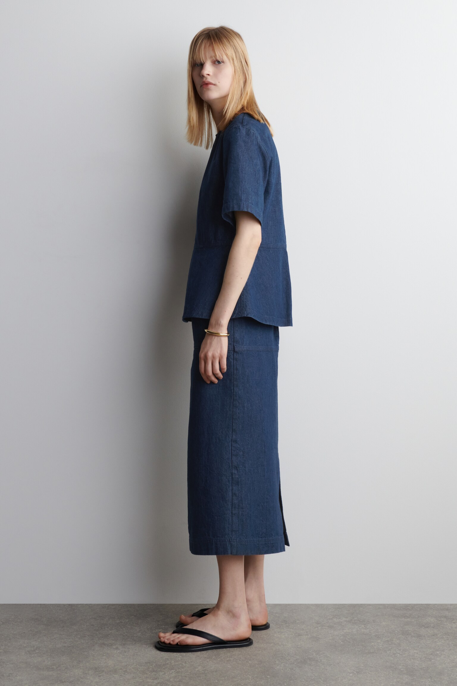 JUPE CRAYON EN DENIM - INDIGO - 4
