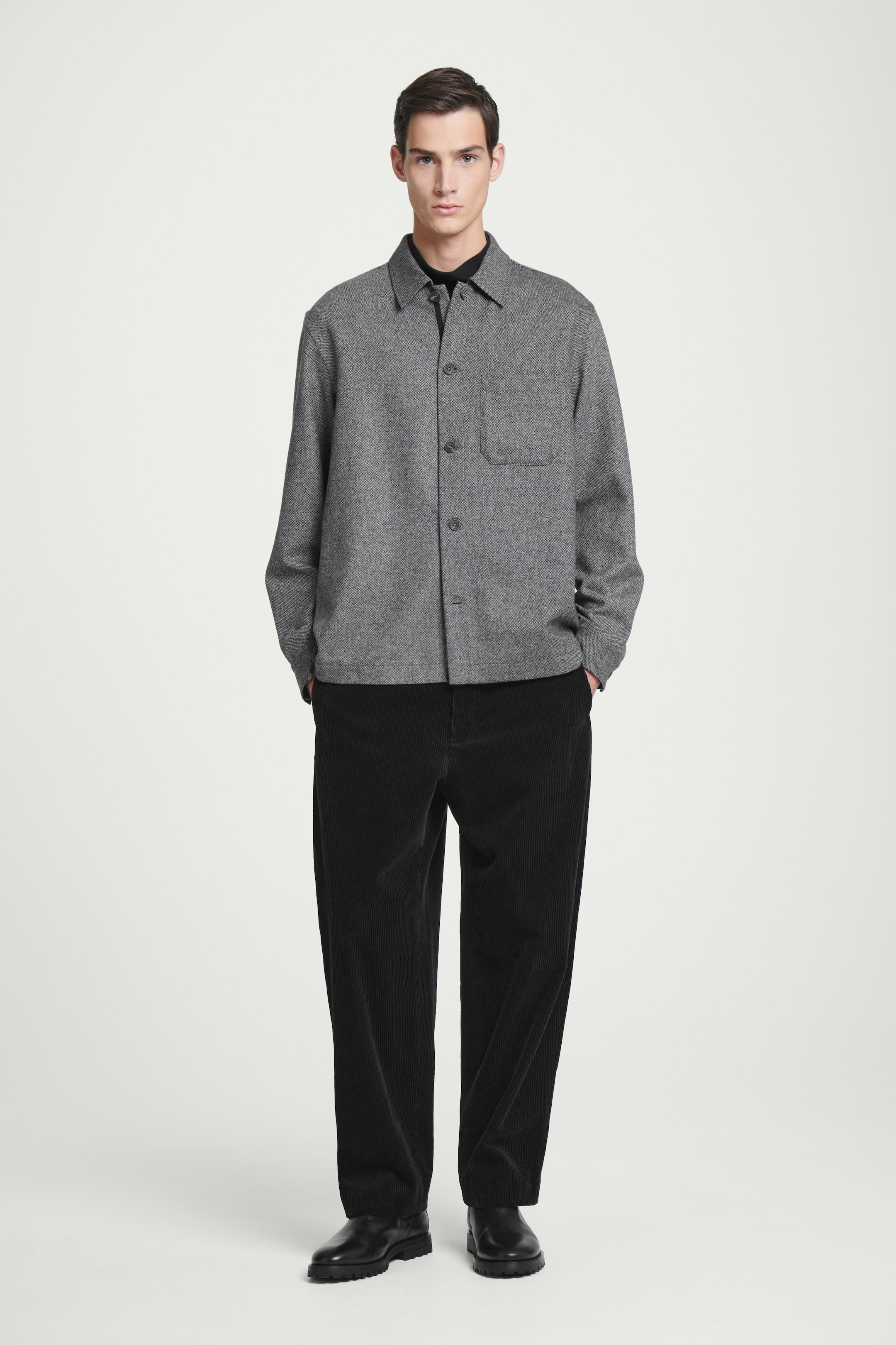 Ingrandisci l'immagine: TEXTURED WOOL-BLEND OVERSHIRT - GREY - UOMO | H&M CH 3