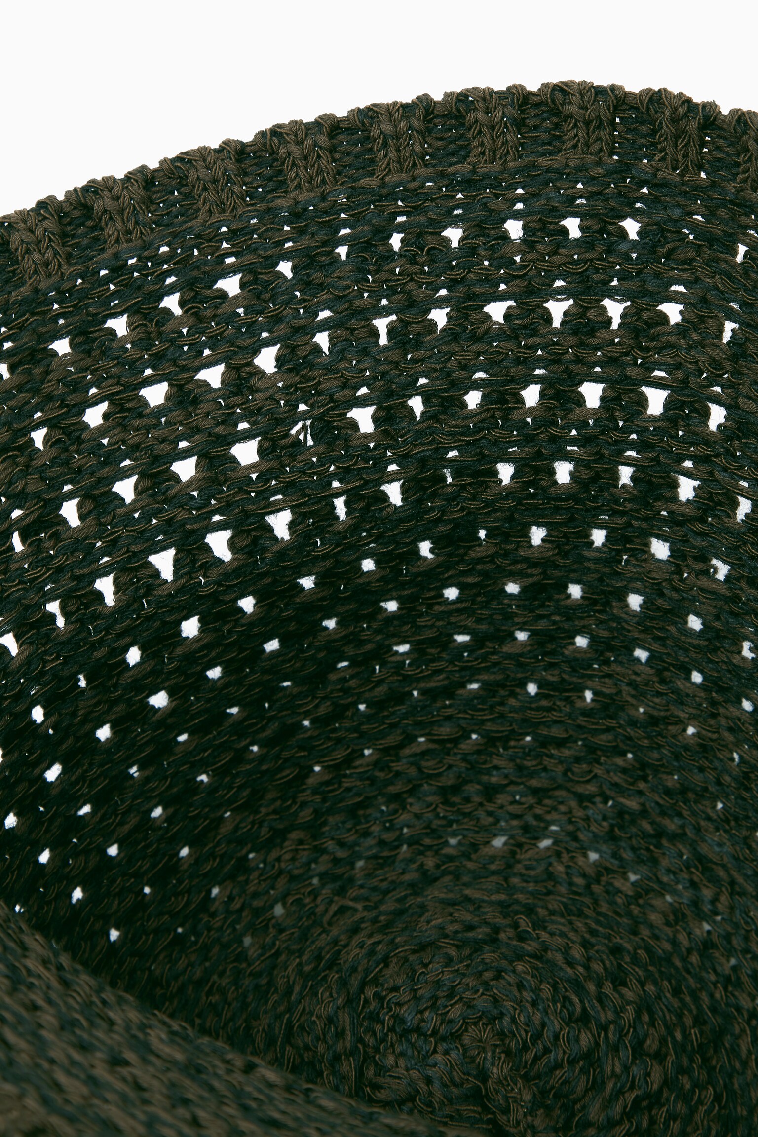 CROCHET BUCKET HAT - DARK KHAKI/BURGUNDY - 2