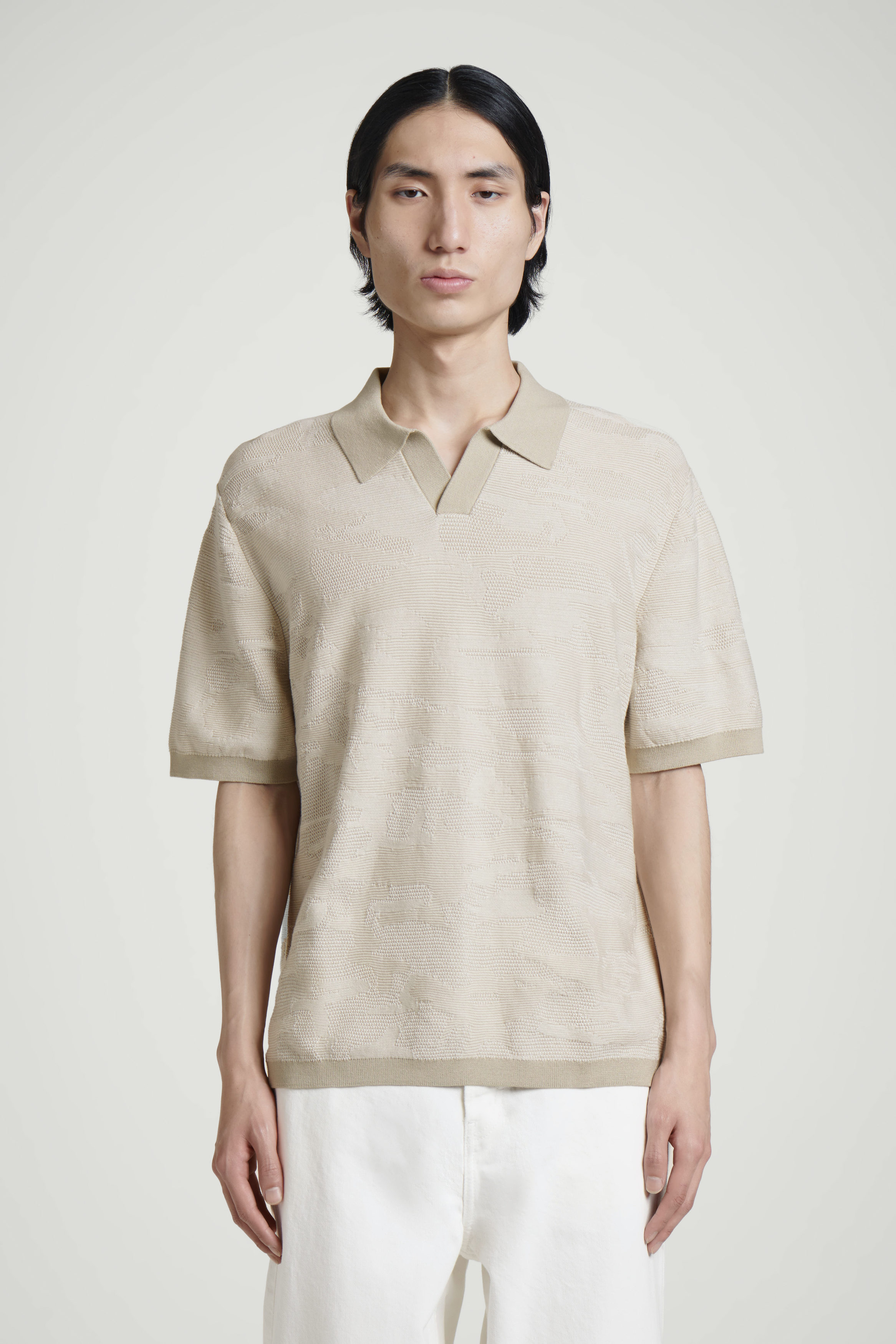 COTTON JACQUARD POLO SHIRT - MOLE | COS
