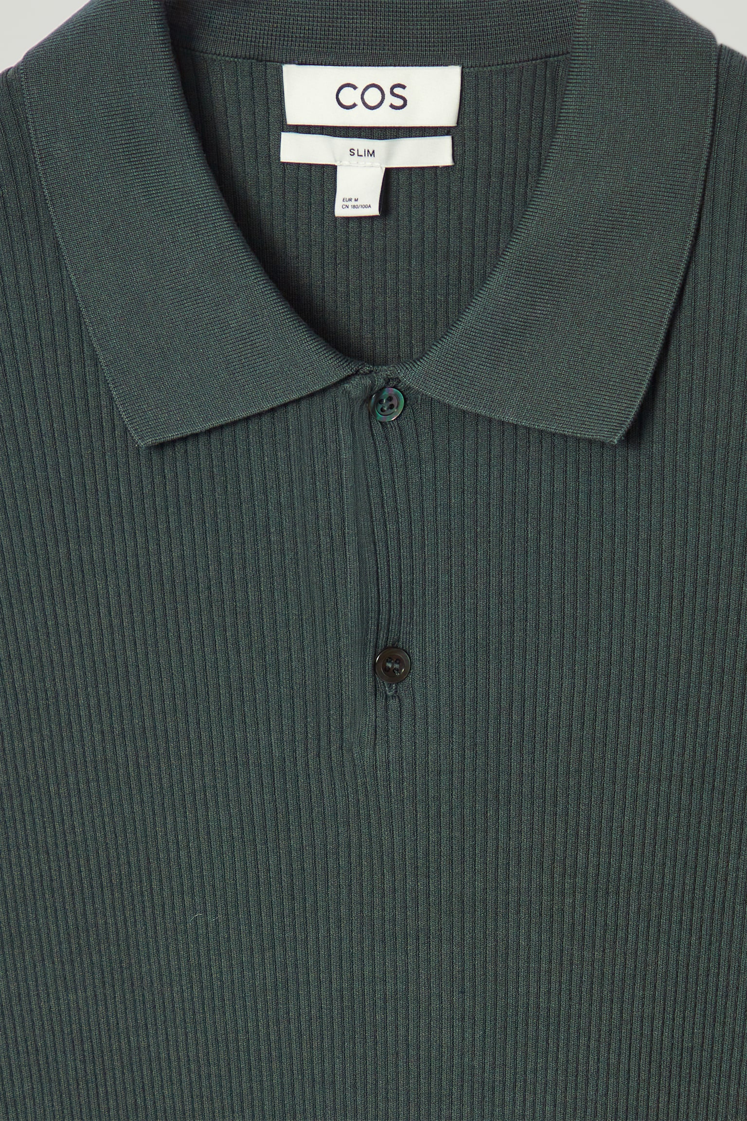 POLO SLIM EN MAILLE CÔTELÉE - VERT FONCÉ - 2