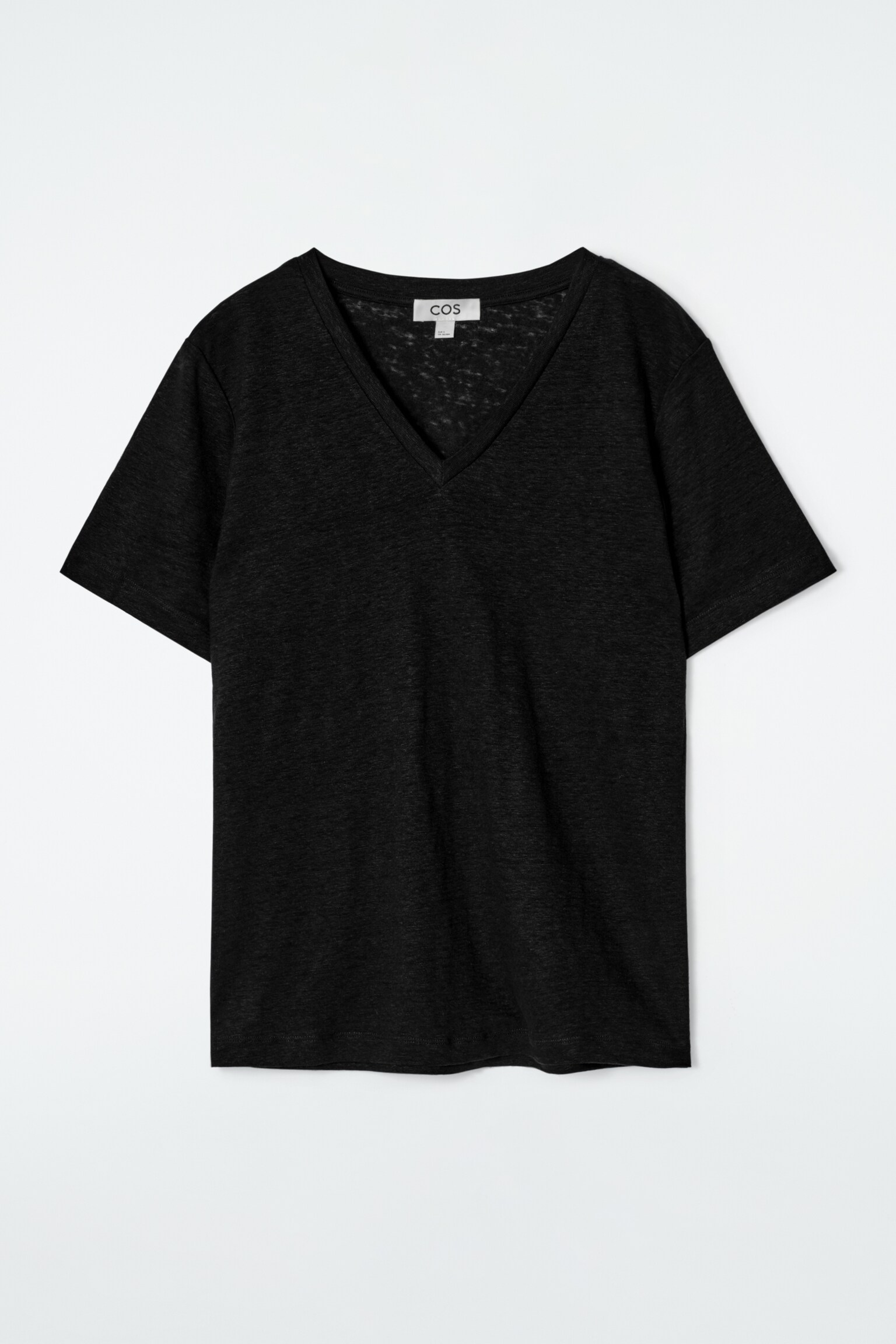 CAMISETA DE LINO CON CUELLO DE PICO - NEGRO/VERDE CLARO - 2