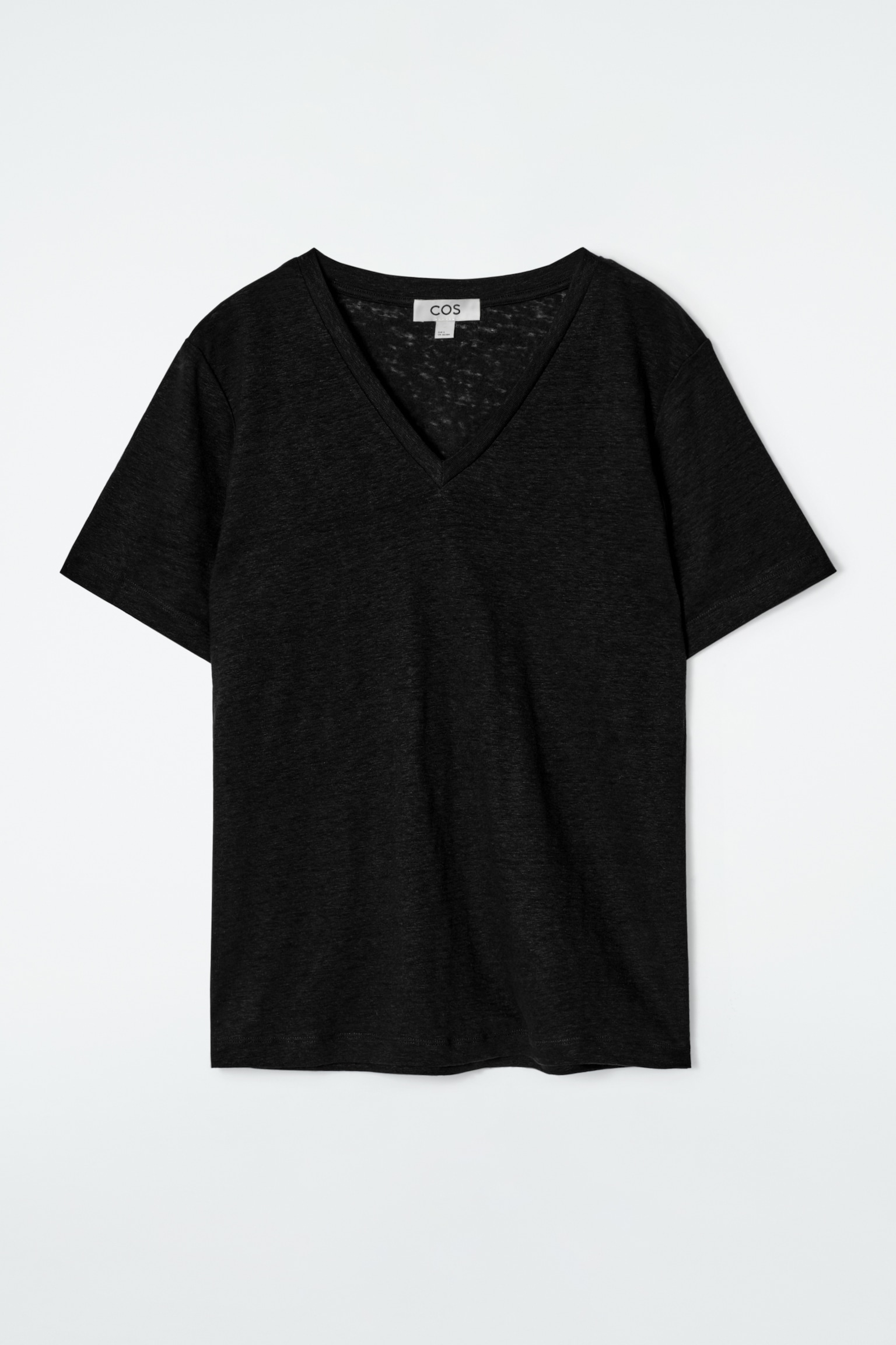 CAMISETA DE LINO CON CUELLO DE PICO - NEGRO/VERDE CLARO/BLANCO - 2