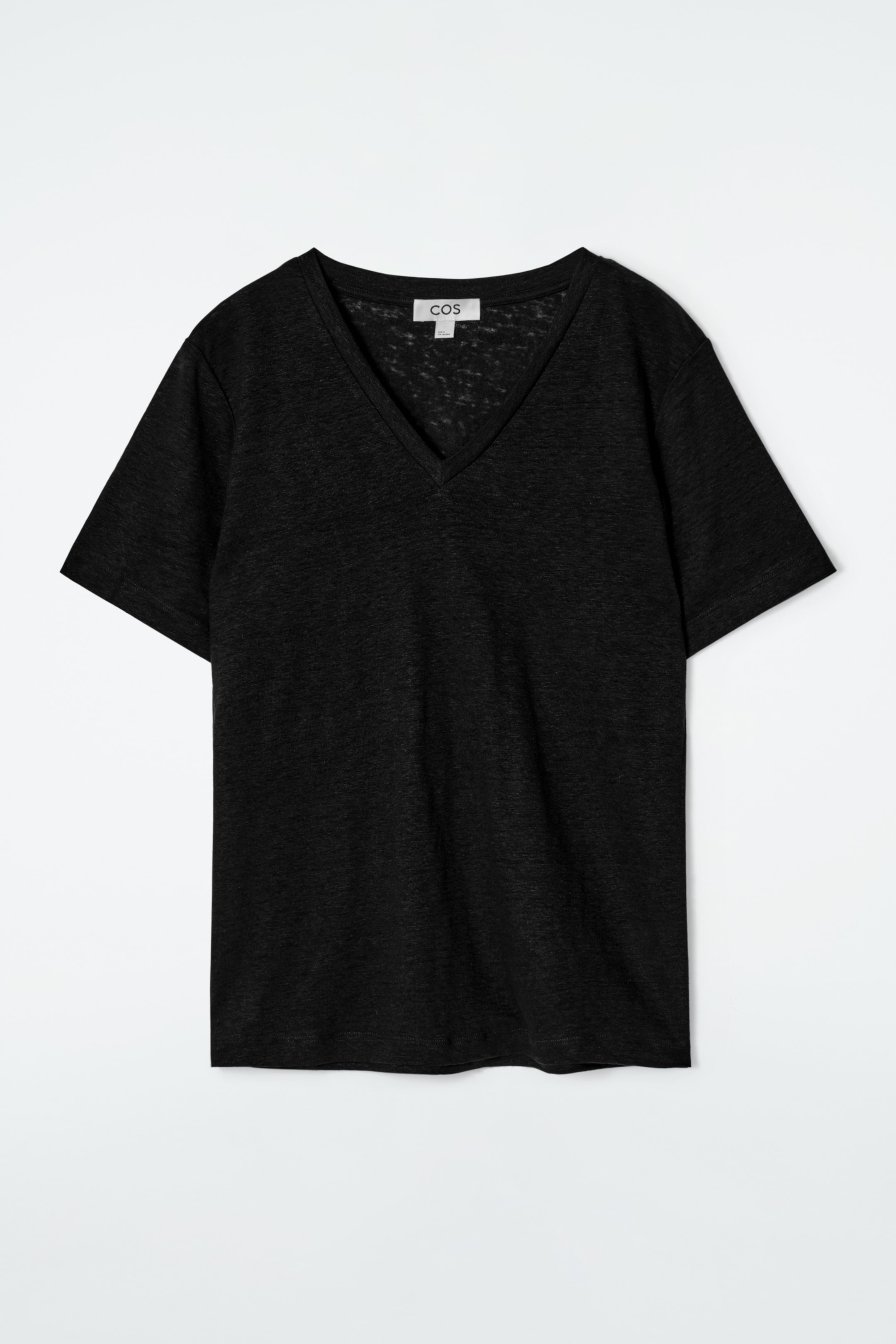 Ingrandisci l'immagine: V-NECK LINEN T-SHIRT - BLACK - DONNA | H&M CH 4