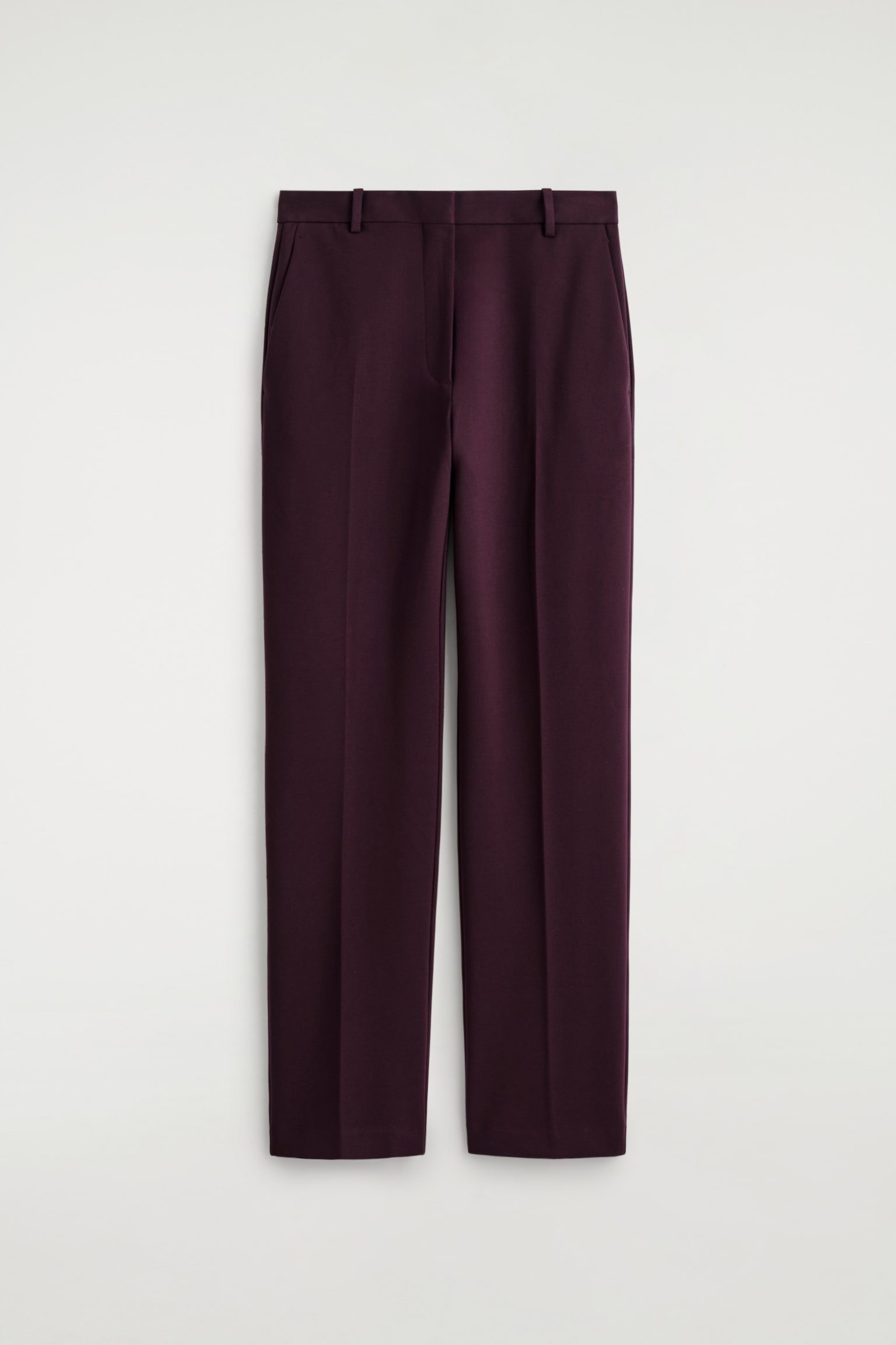 TAILORED STRAIGHT-LEG TROUSERS - BURGUNDY/BLACK - 2