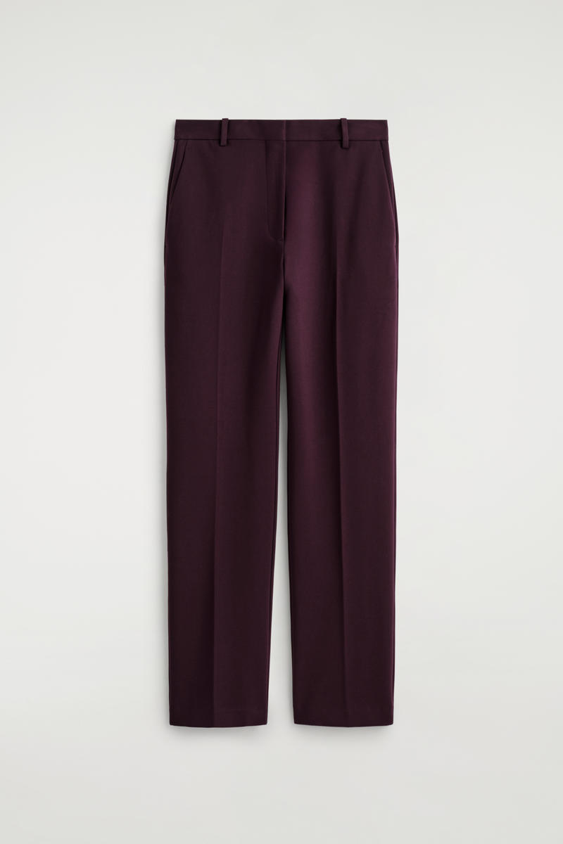 Cos Tailored Straight-leg Pants In Burgundy