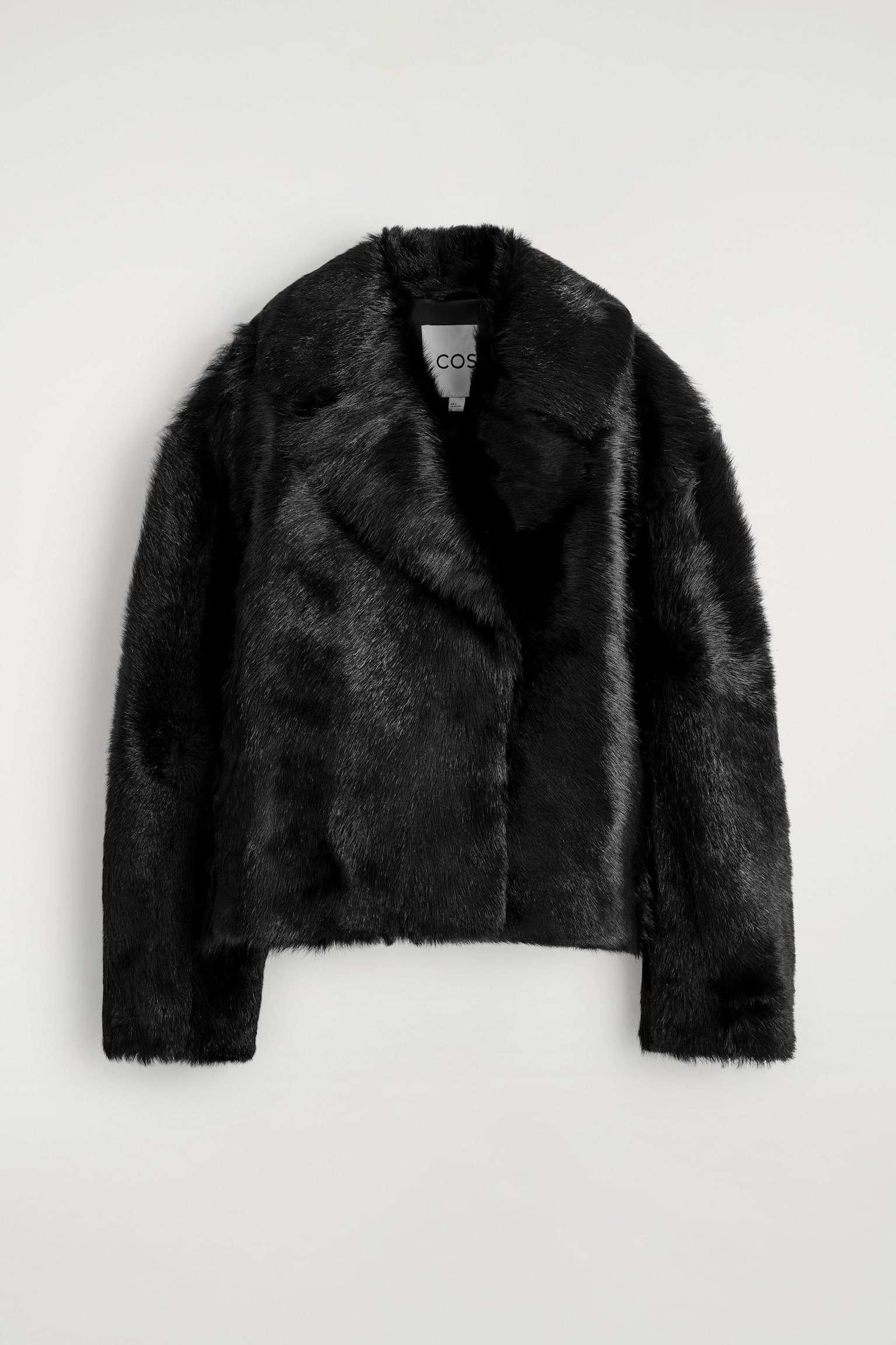 GIACCA IN PELLE EFFETTO CAVALLINO CON COLLETTO - NERO - 2