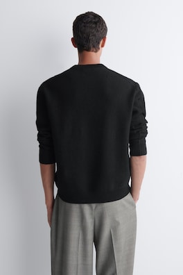 BOILED MERINO WOOL CREW-NECK SWEATER — BLACK 4