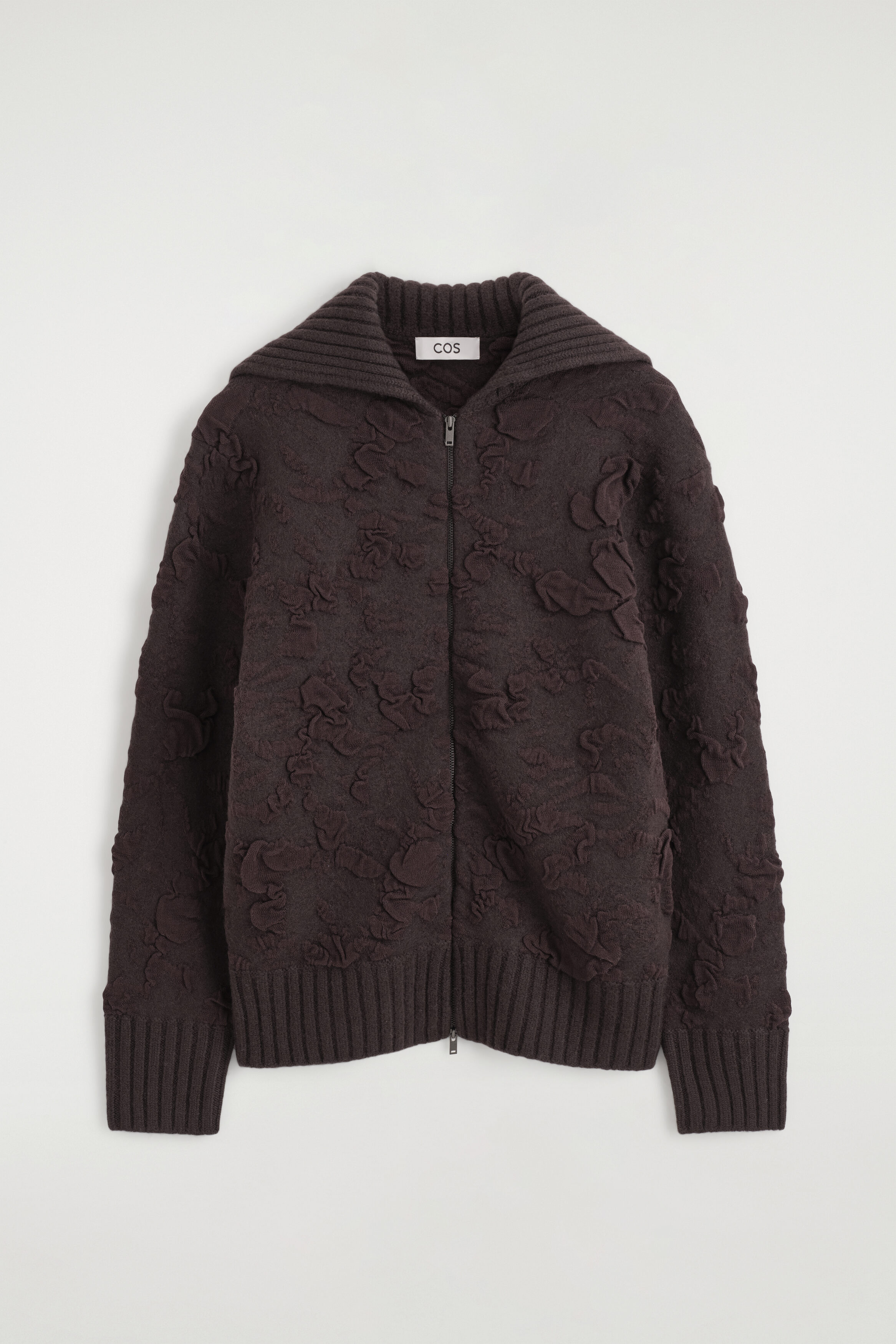 BUBBLE-JACQUARD ZIP-UP CARDIGAN - ESPRESSO | COS US