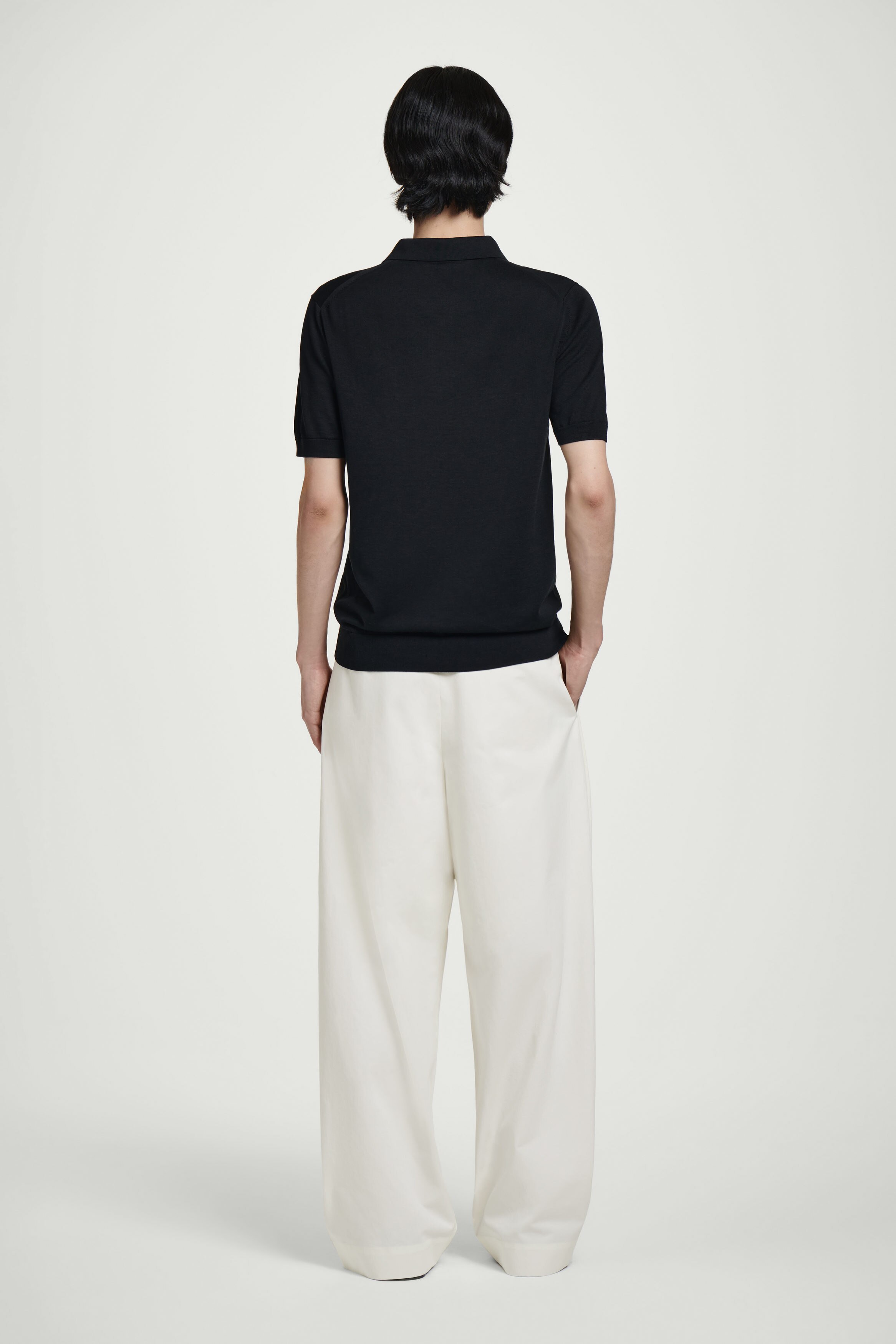 PLEATED COTTON WIDE-LEG PANTS - BLACK | COS