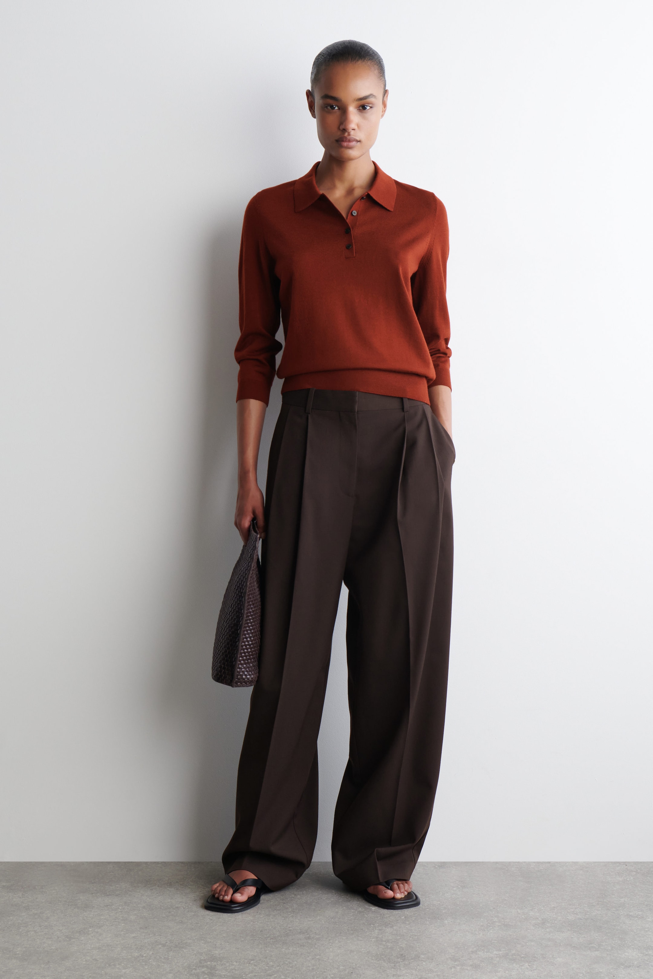 MERINO WOOL POLO SWEATER