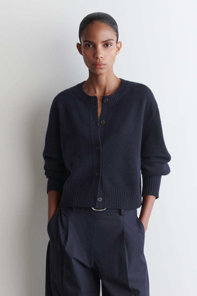 Cos Merino Wool Cardigan In Blue