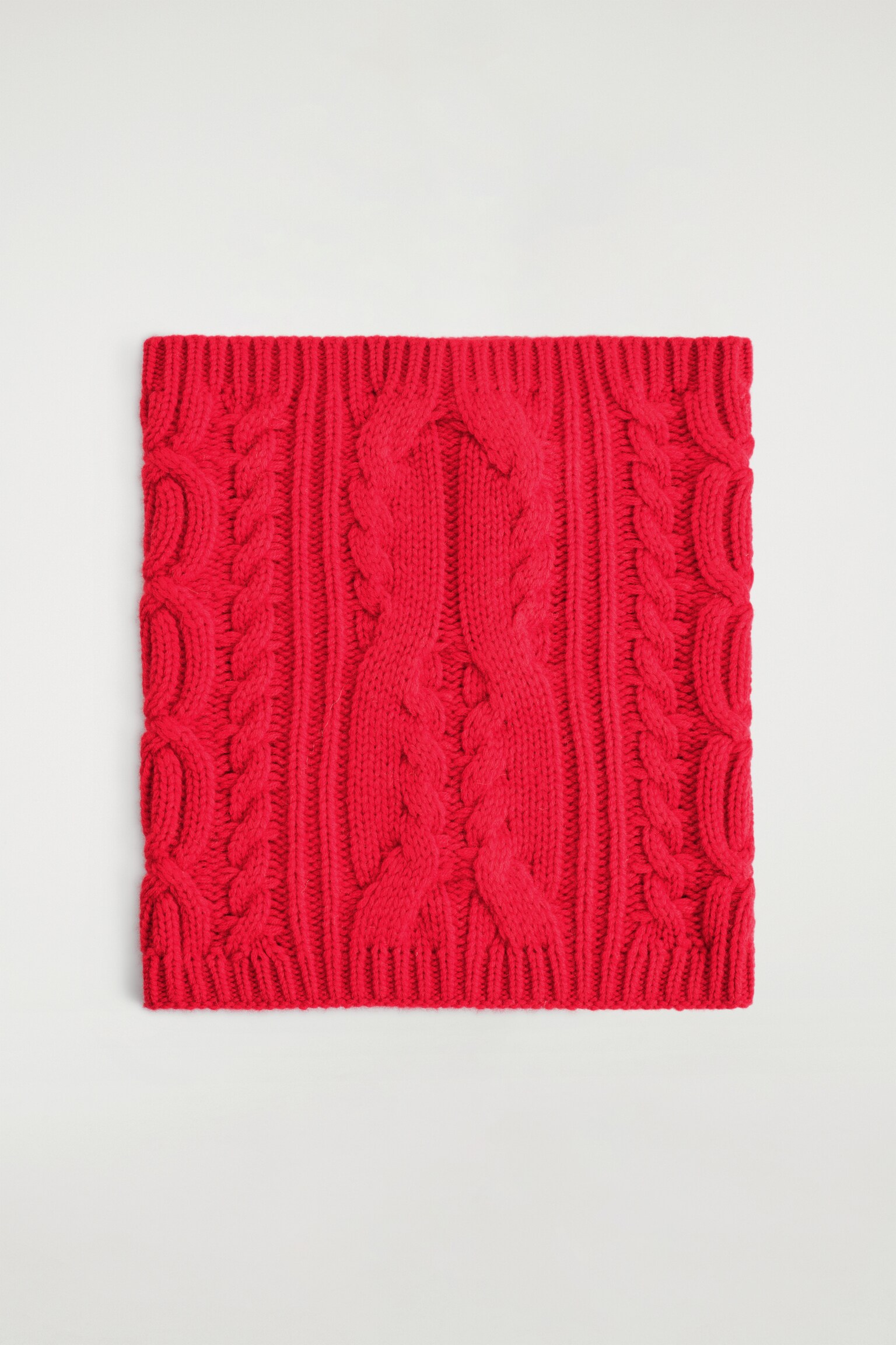 CABLE-KNIT WOOL-CASHMERE SNOOD - RED/CREAM - 2