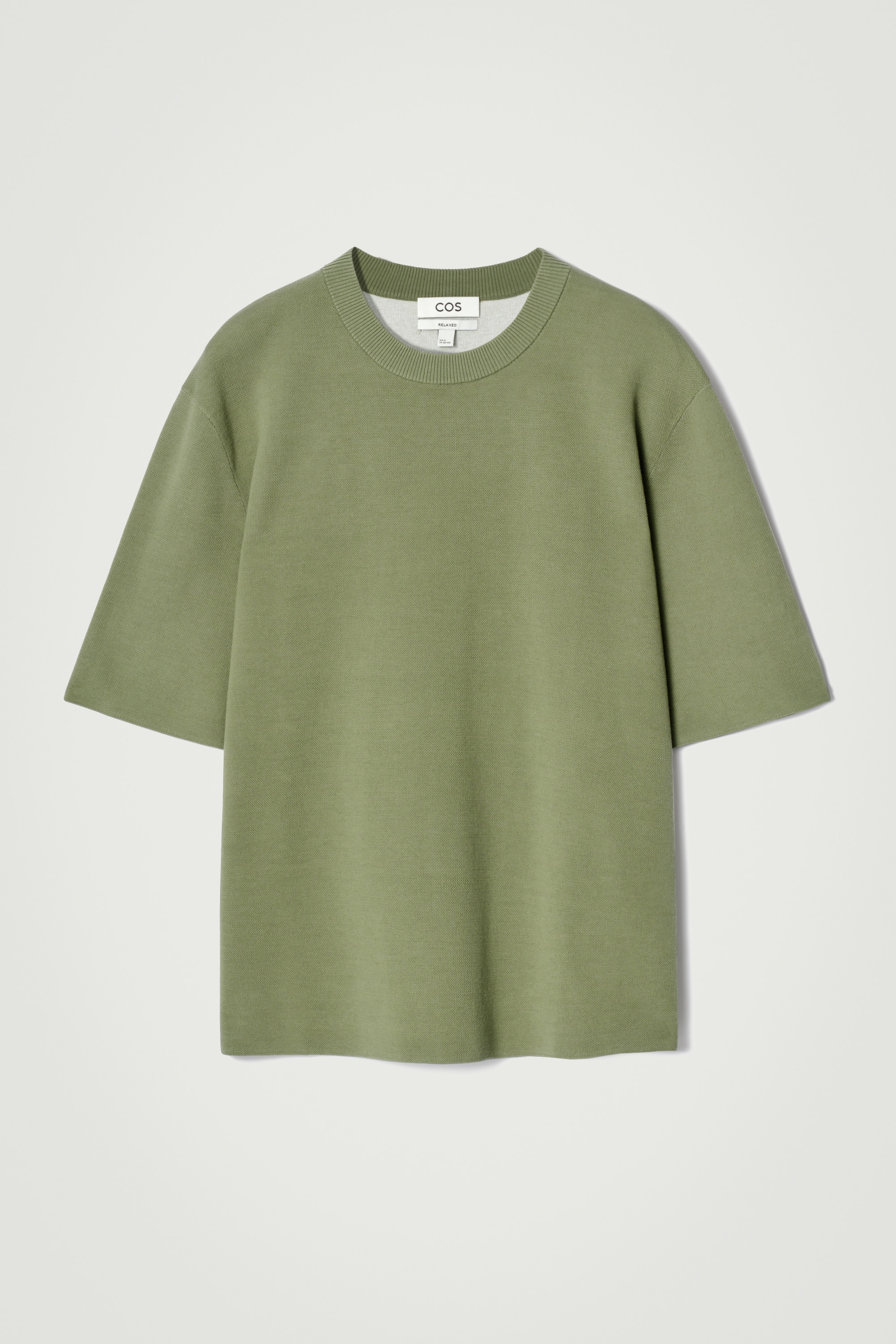 RELAXED DOUBLE-FACED KNIT T-SHIRT - GREEN/WHITE