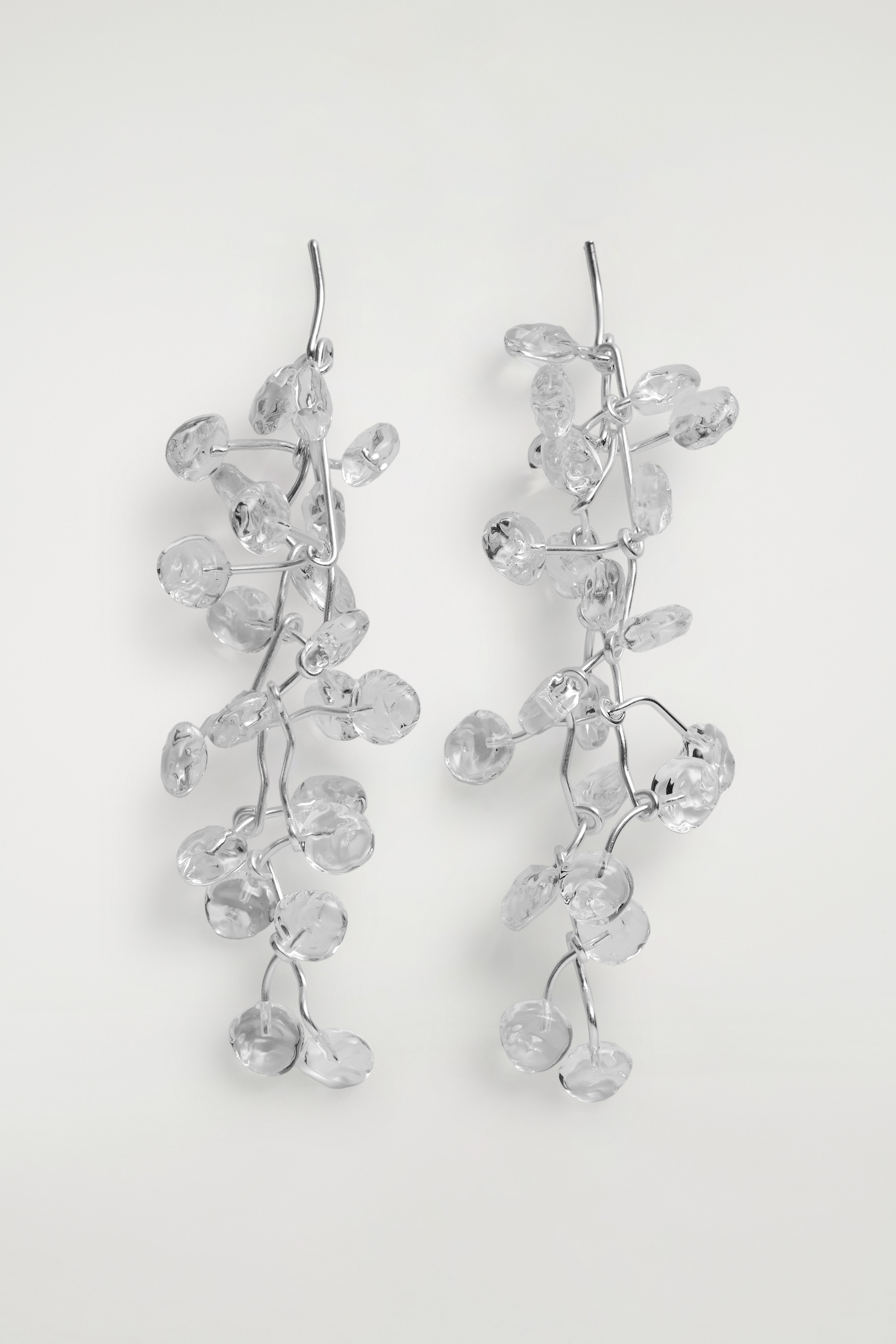 CASCADING EARRINGS - CLEAR / SILVER/ORANGE / SILVER