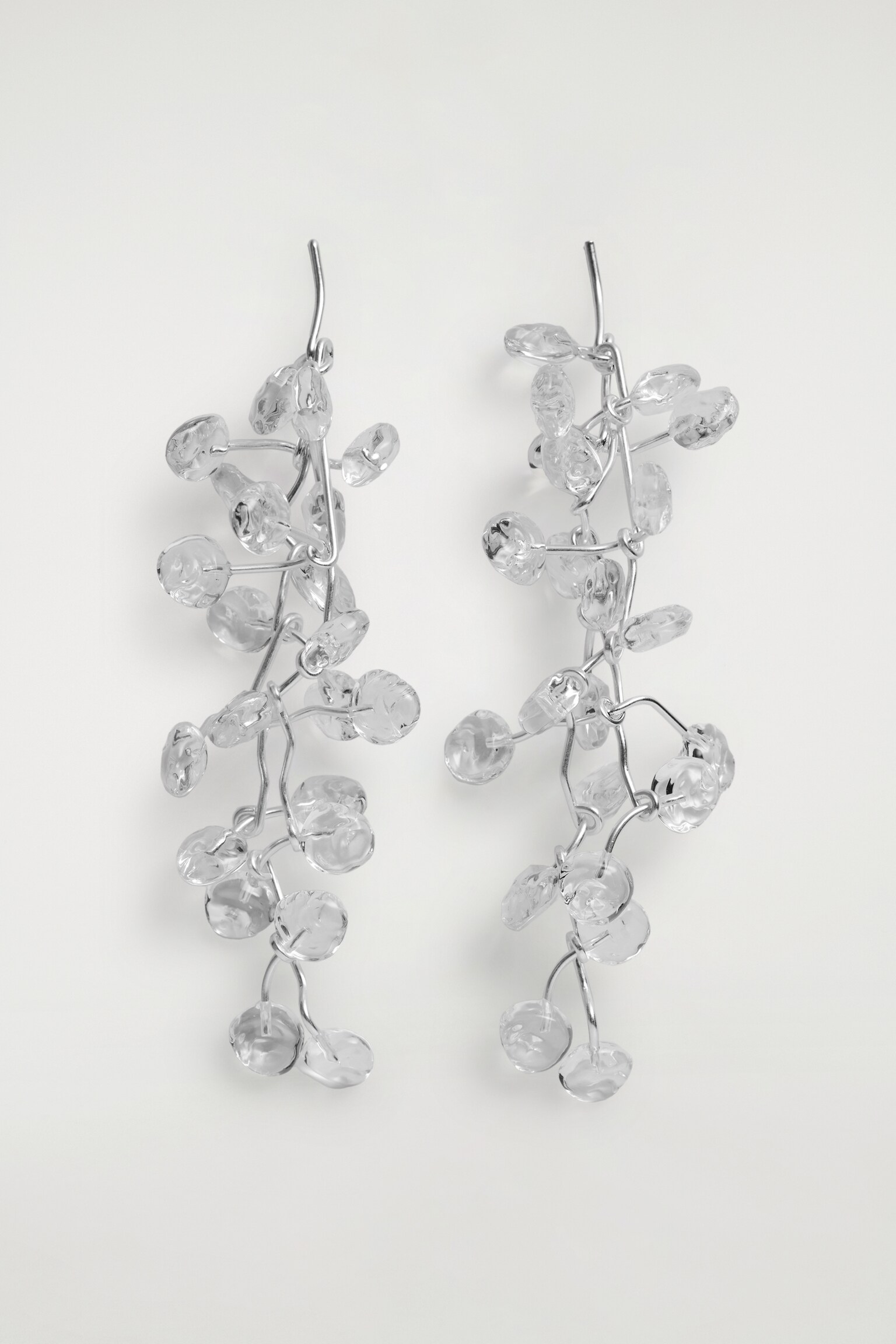 PENDANTS D'OREILLES EN CASCADE - TRANSPARENT / ARGENTÉ/ORANGE / ARGENT - 2
