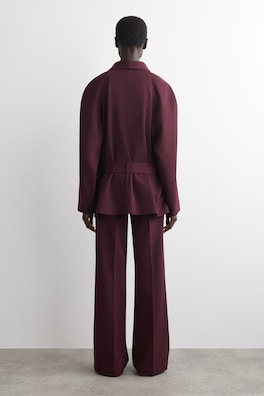 WOOL-BLEND STRAIGHT-LEG PANTS — BURGUNDY 3