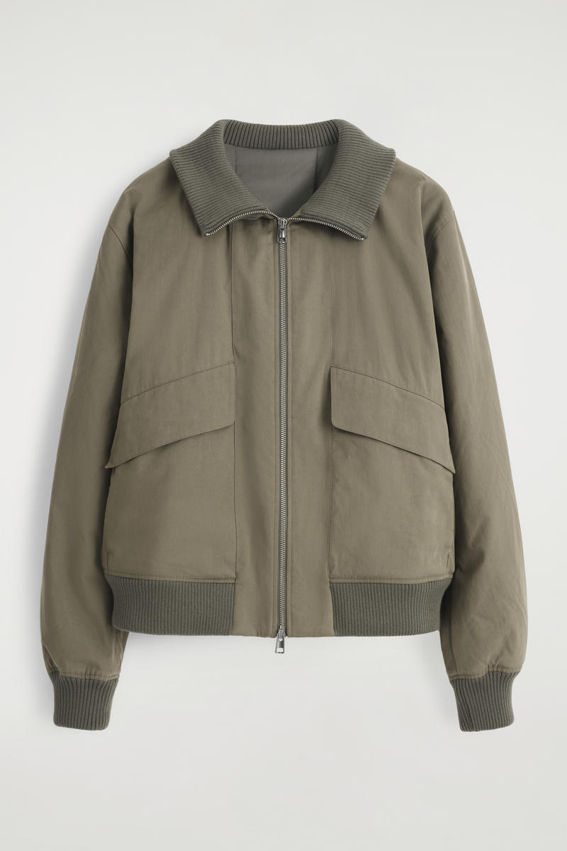 Cos Padded Cotton Flight Jacket In Sand