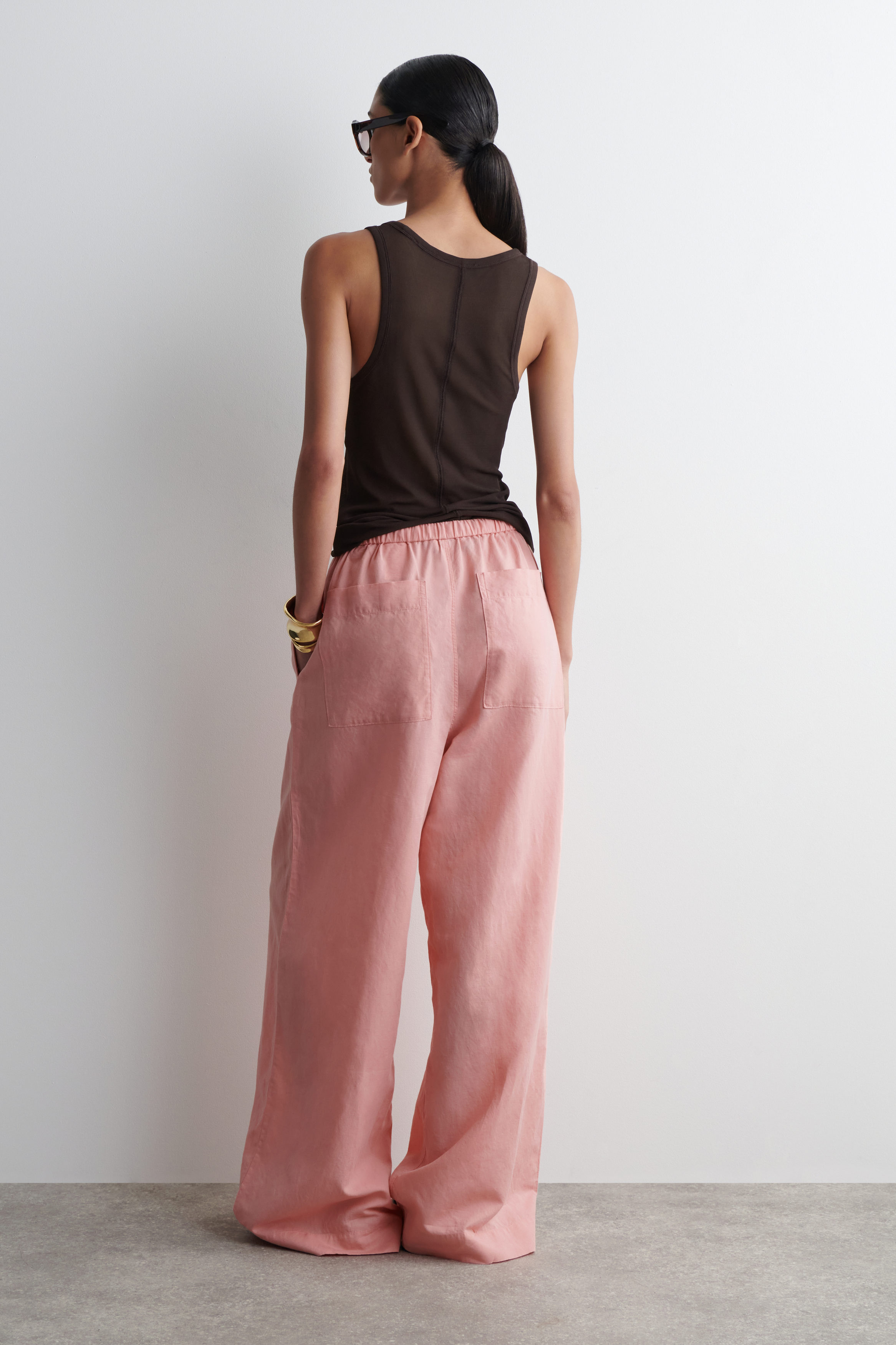 WIDE-LEG LINEN DRAWSTRING PANTS - PINK | COS