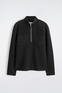 DOUBLE-FACED WOOL ZIP-UP SWEATSHIRT — BLACK 8